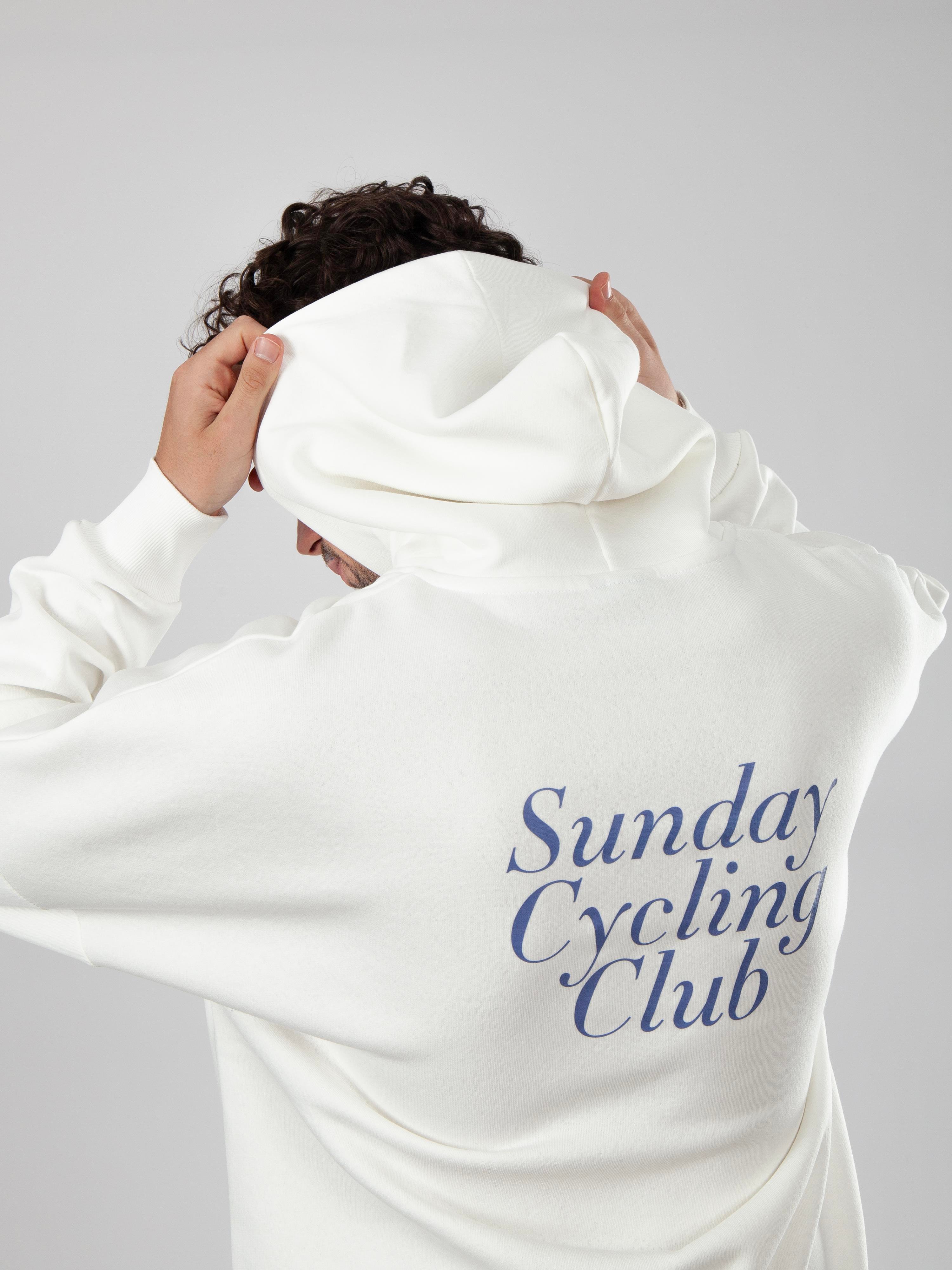 Sunday Cycling Club Oversize Kapu onlu Sweatshirt Ekru Jordanred k ve Rahat Bisiklet Giyimi