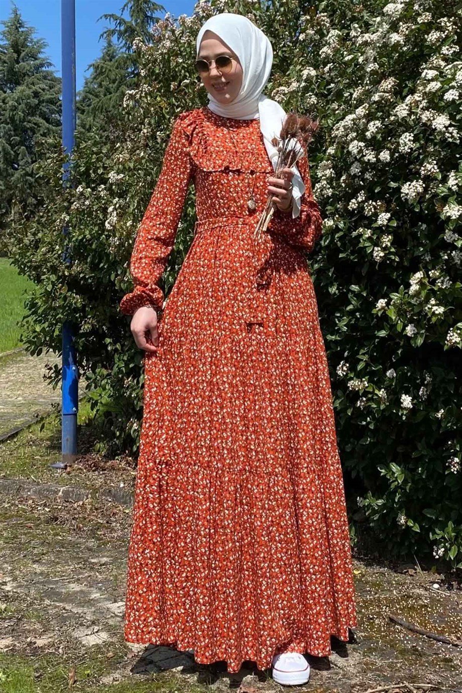 Beliz Mini Şal Desenli Elbise Kiremit - Rabia Şamlı | Tesettür Giyim, Elbise  ve Kadın Giyim Modası