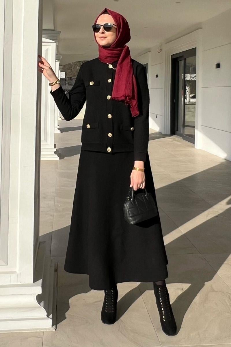 Dilan Siyah Etek Ceket Takım - Rabia Şamlı | Tesettür Giyim, Elbise ve  Kadın Giyim Modası