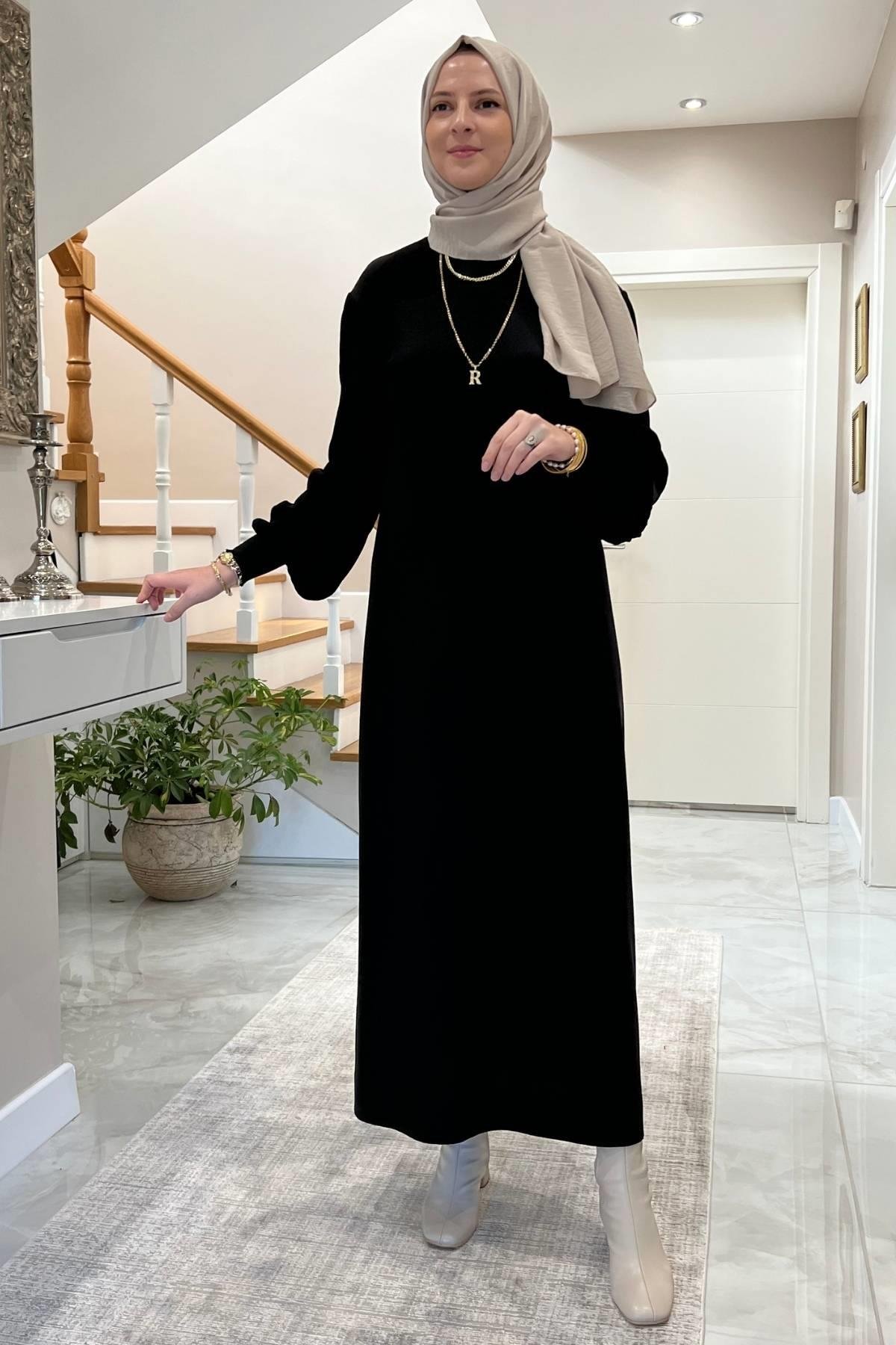 Ecem Siyah Triko Elbise - Rabia Şamlı | Tesettür Giyim, Elbise ve Kadın  Giyim Modası