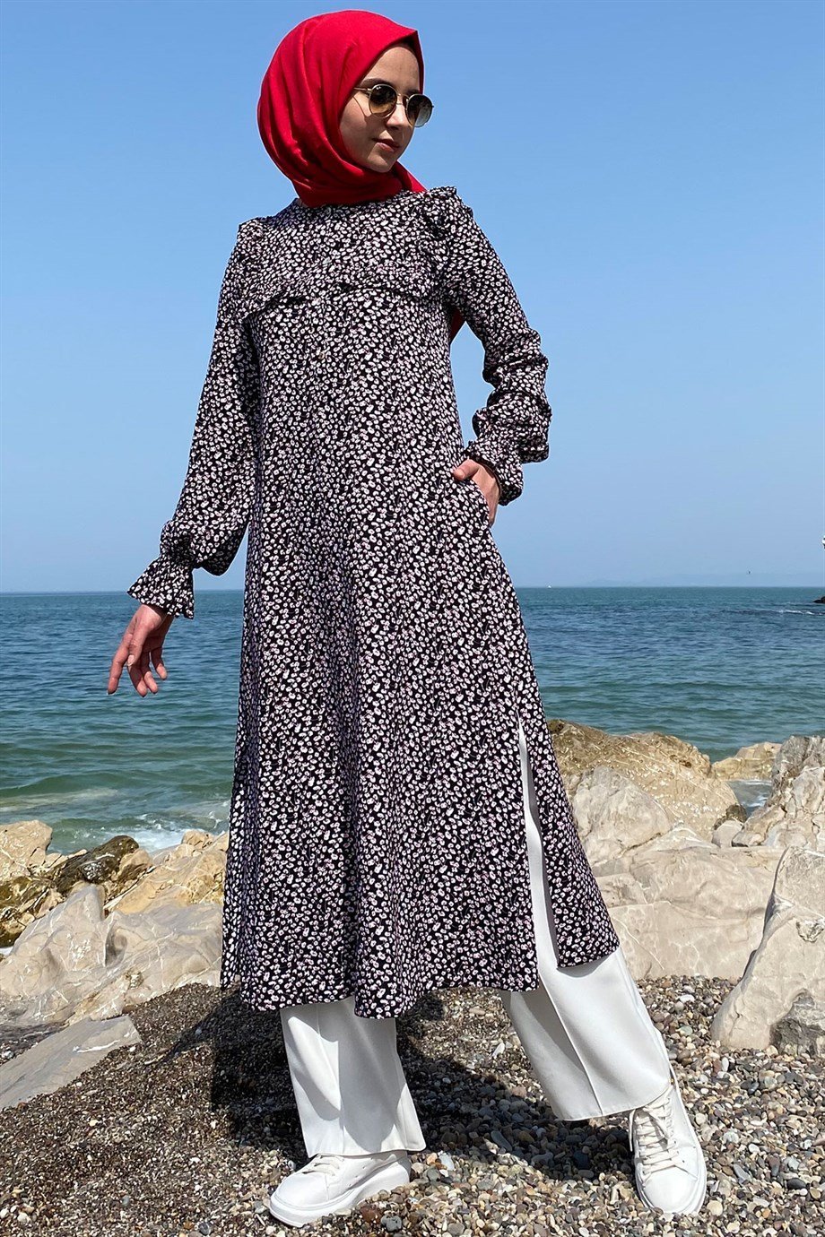 Ela Siyah Tunik - Rabia Şamlı | Tesettür Giyim, Elbise ve Kadın Giyim Modası