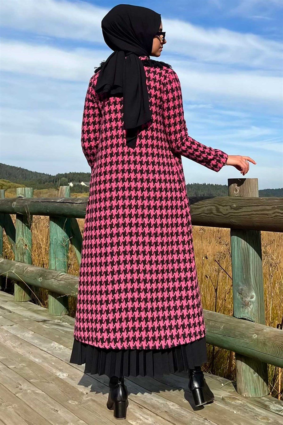 Kazayağı Kaşe Kap Fuşya | Rabia Şamlı | Tesettür Giyim, Elbise ve Kadın  Giyim Modası