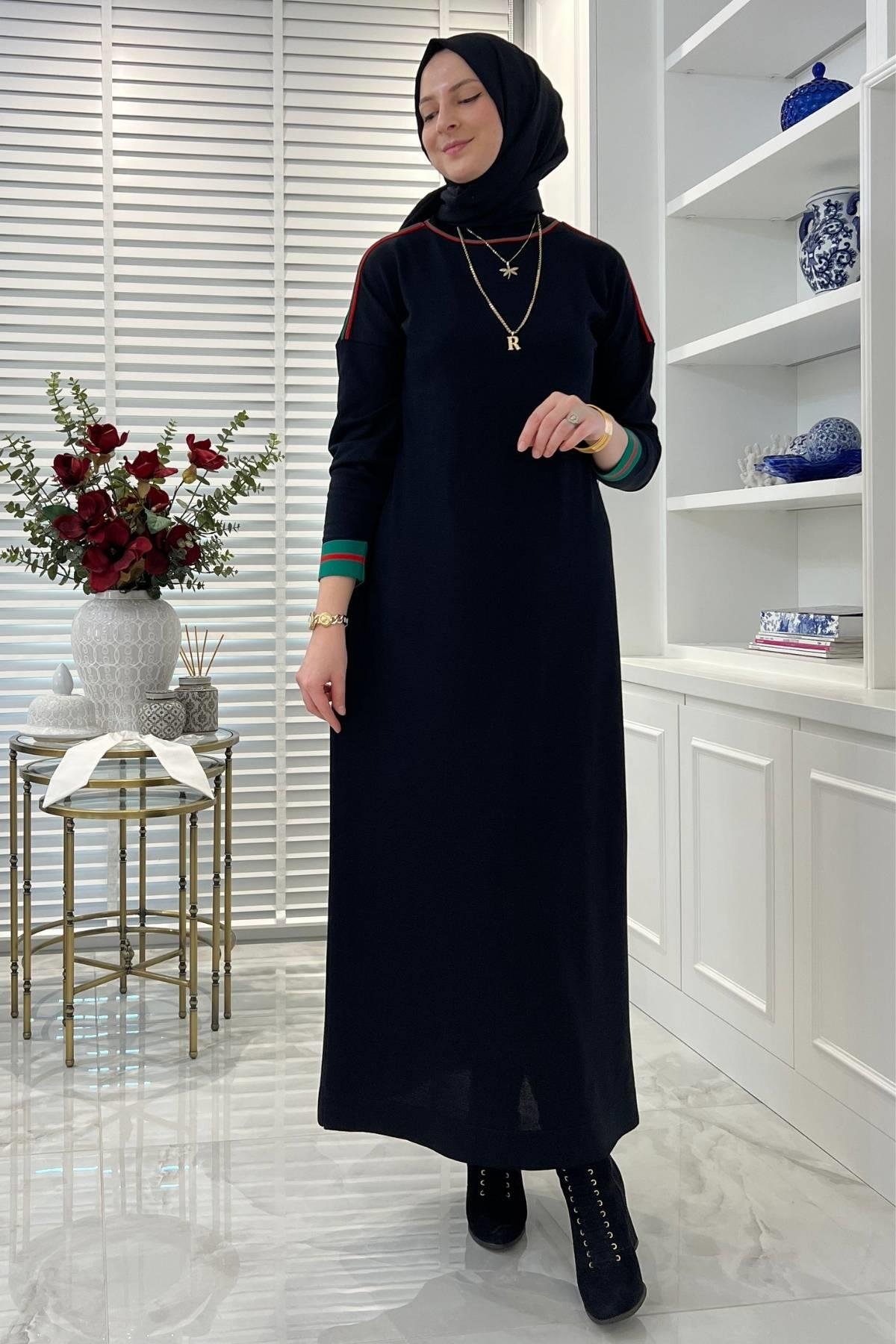 Nazlıcan Siyah Triko Elbise - Rabia Şamlı | Tesettür Giyim, Elbise ve Kadın  Giyim Modası