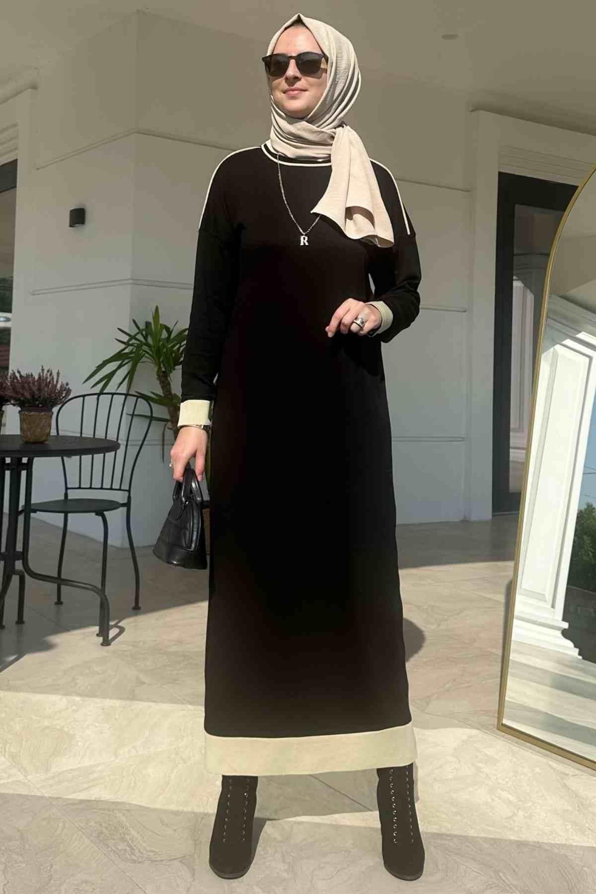 Zümra Siyah Triko Elbise - Rabia Şamlı | Tesettür Giyim, Elbise ve Kadın  Giyim Modası