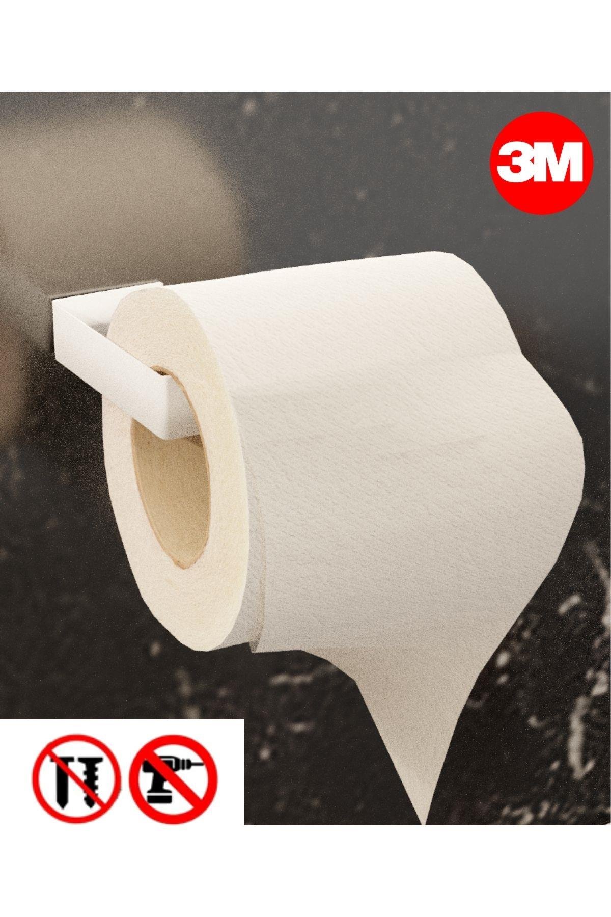 Risingmaber Metal Beyaz Yapışkanlı Tuvalet Kağıtlık, Yapışkanlı Wc  Kağıtlık, Tuvalet Kağıdı Askısı 3M Yapışkanlı Tasarım