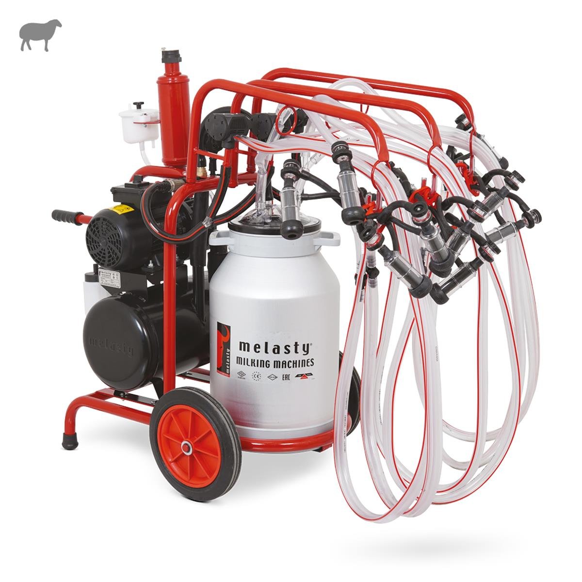 Melasty Altılı Koyun Süt Sağma Makinesi (Alüminyum Güğüm - Kauçuk Memelik)  (Plus Yağlı Pompa) | Cimritilki.com