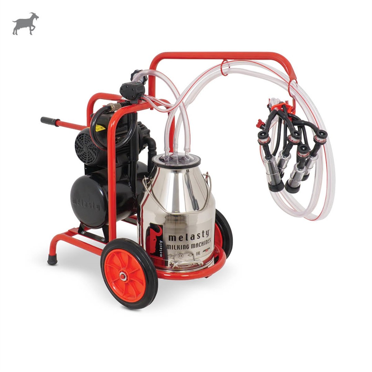 Melasty İkili Keçi Süt Sağma Makinesi (Paslanmaz Güğüm - Kauçuk Memelik)  (Kuru Pompa) | Cimritilki.com