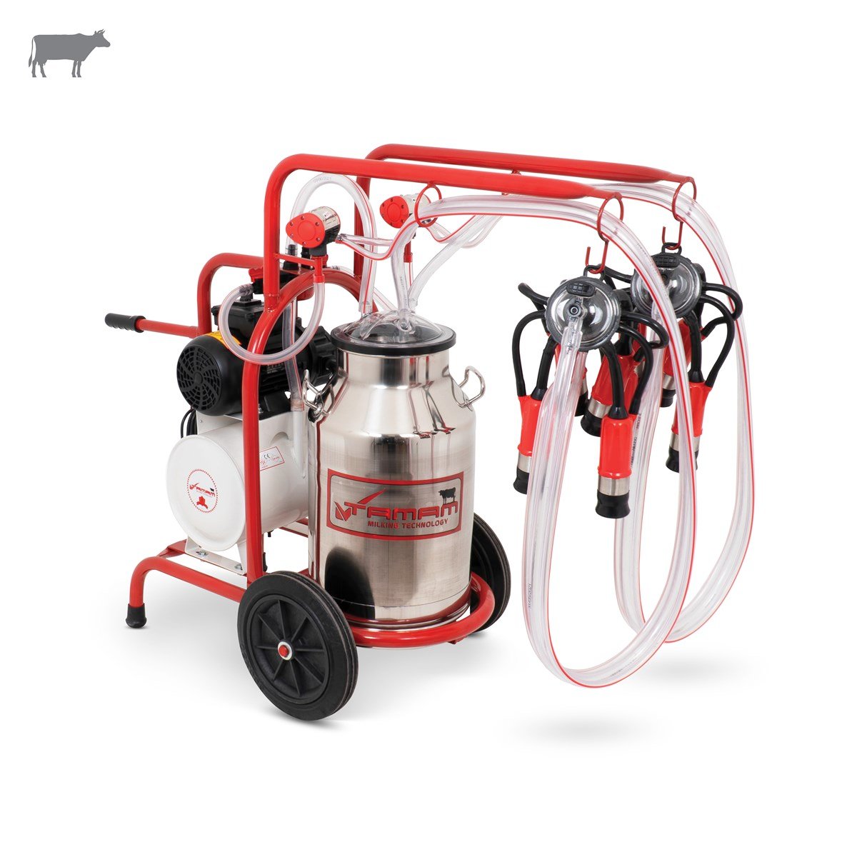 Tamam İkili İnek Süt Sağma Makinesi (Paslanmaz Güğüm-Kauçuk Memelik) (Kuru  Pompa) | Cimritilki.com