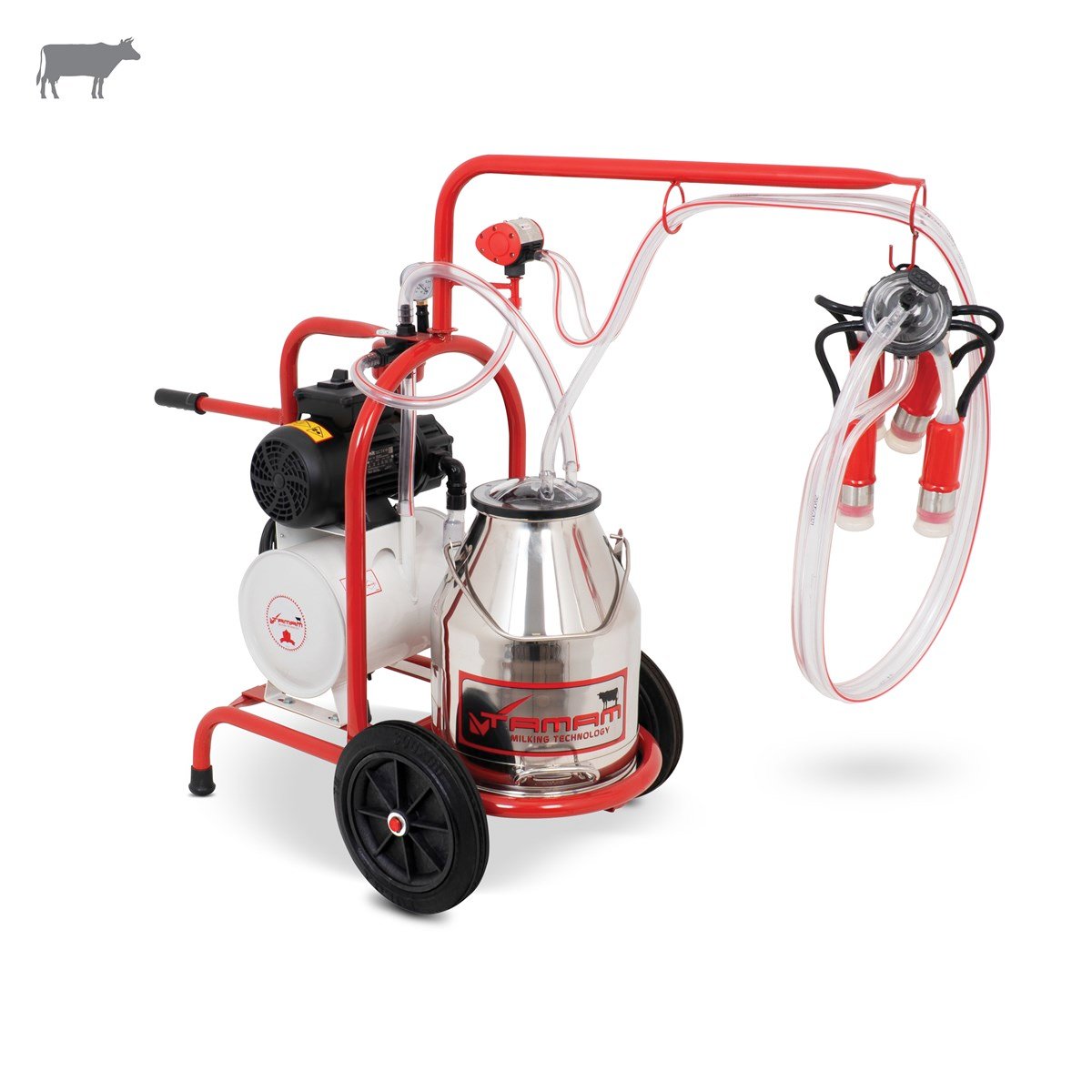 Tamam Tekli İnek Süt Sağma Makinesi (Paslanmaz Güğüm-Silikon Memelik)  (Yağlı Pompa) | Cimritilki.com