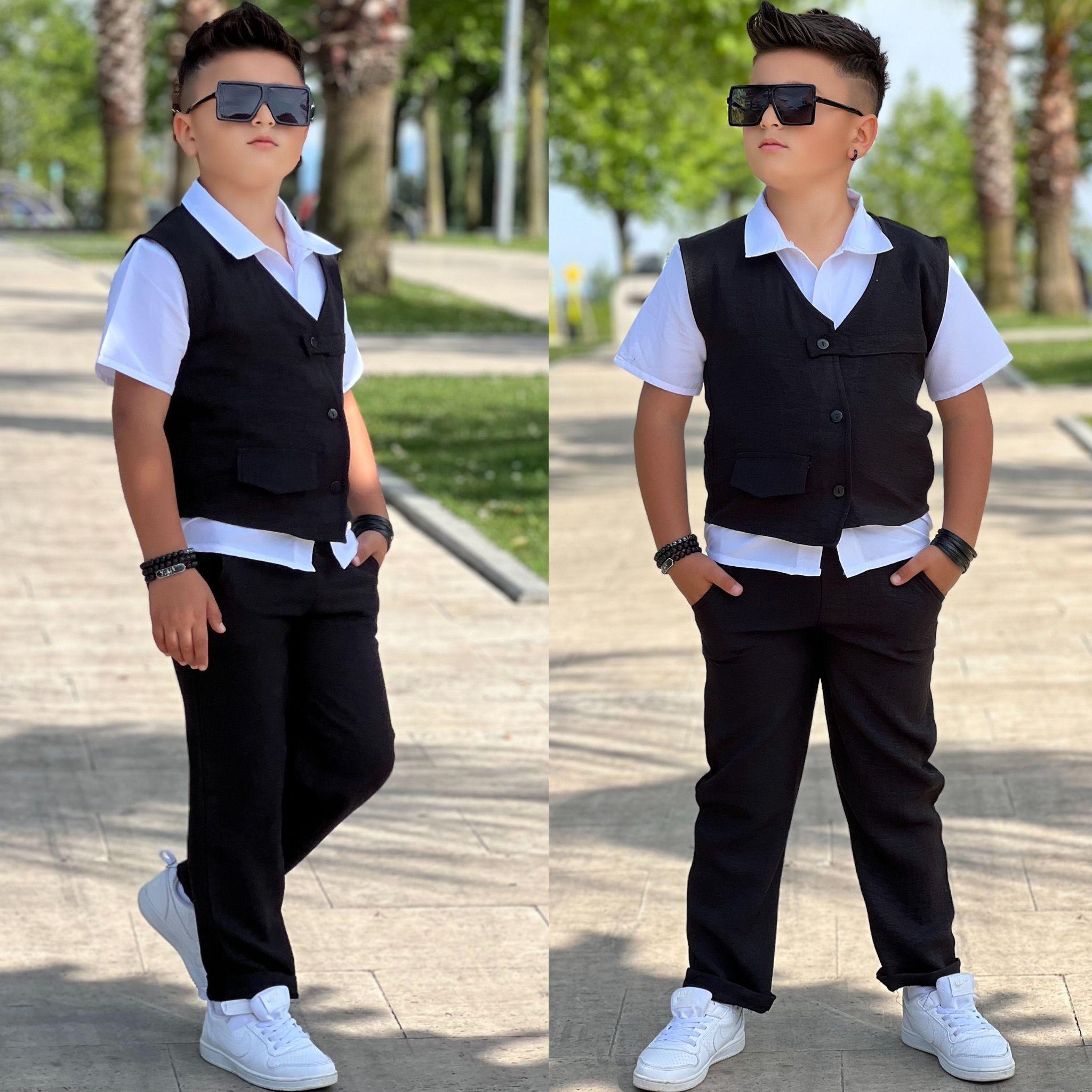 Bayramlık Yelekli Keten Takım