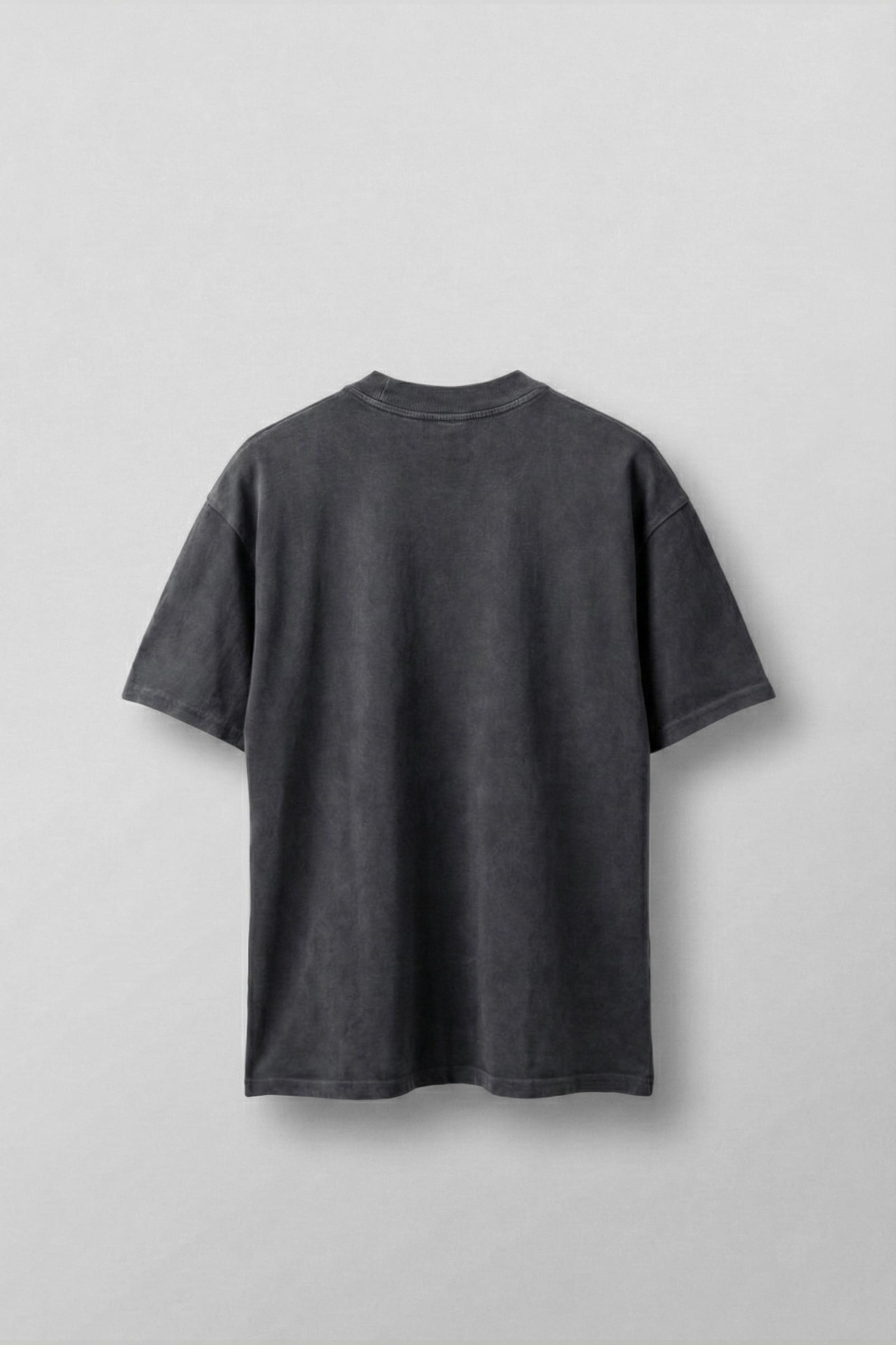 Erkek Baskılı Yıkamalı Oversize T-Shirt Siyah | Pamuklu ve Hafif