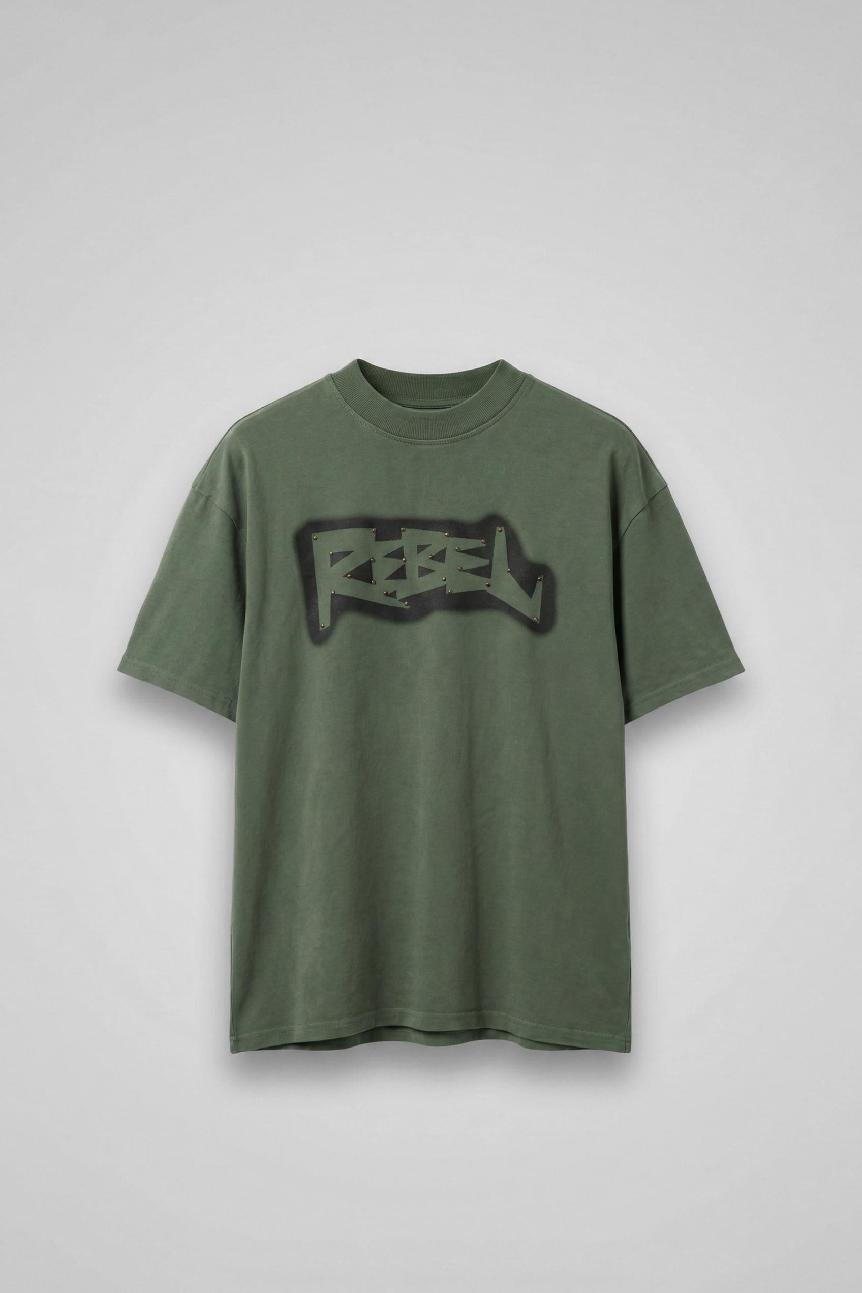 Erkek Baskılı Yıkamalı Oversize T-Shirt Haki | Pamuklu ve Hafif ABLUKA