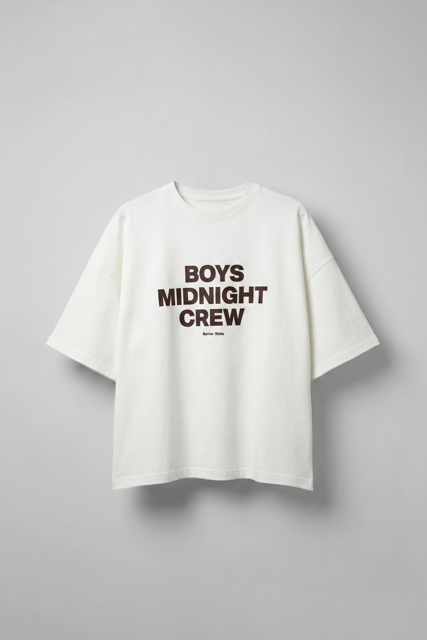 Erkek Boxy Fit Yazı Baskılı Ekru T-Shirt | Sokak Stili ABLUKA