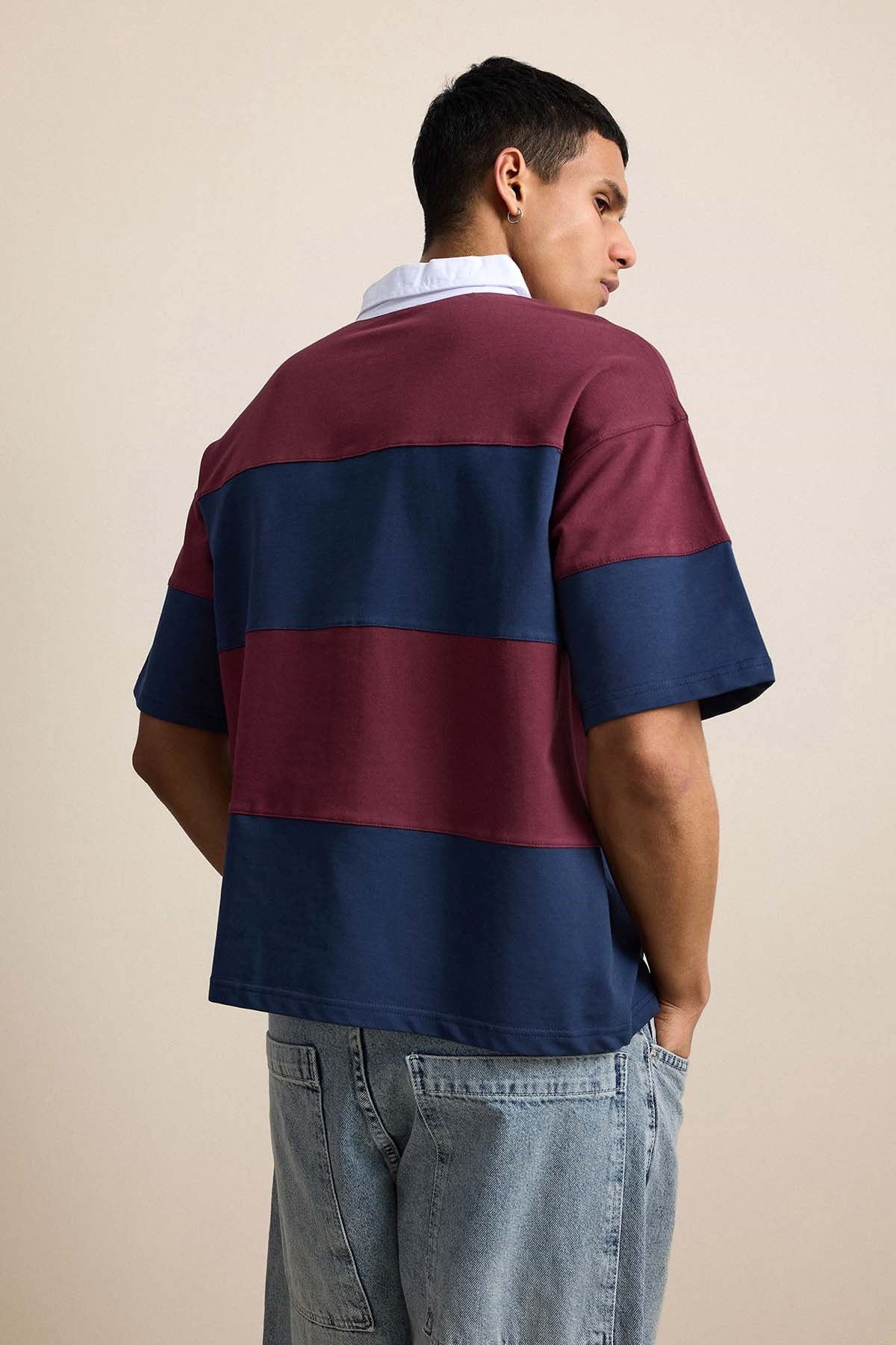 Erkek Bordo Oversize Polo Yaka T-Shirt | ABLUKA