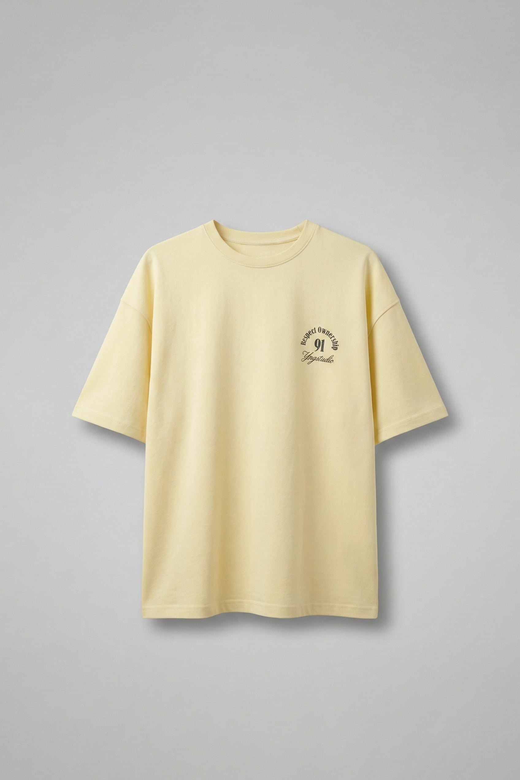 Erkek Oversize Yıkamalı Arkası Baskılı T-Shirt Sarı | ABLUKA