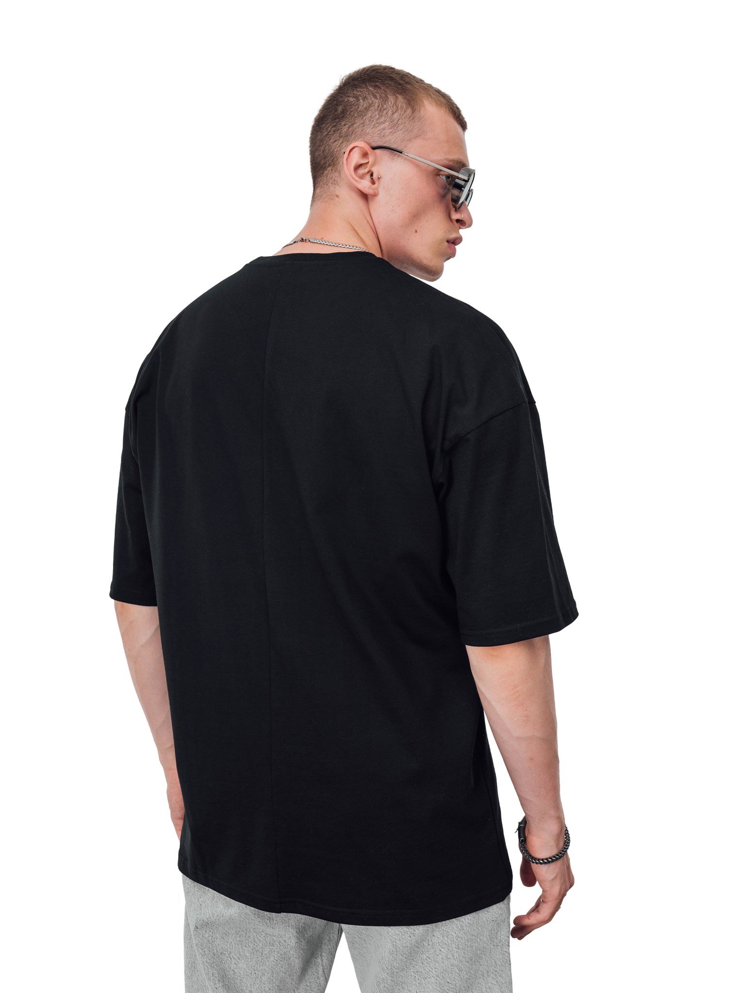 Erkek Kanada Bayrak Baskılı Oversize T-Shirt Siyah