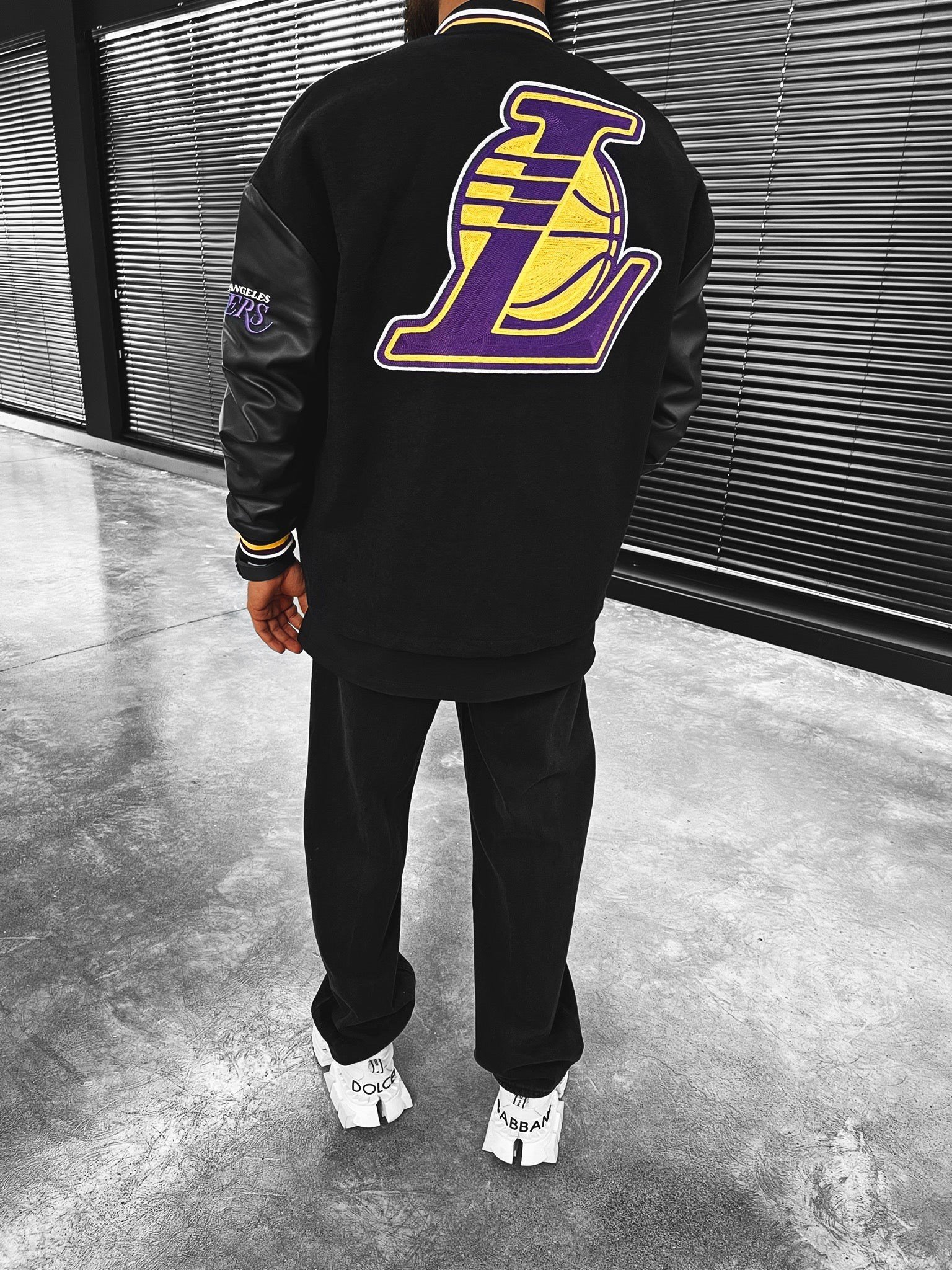 Erkek Lakers Oversize Kolej Ceket Siyah