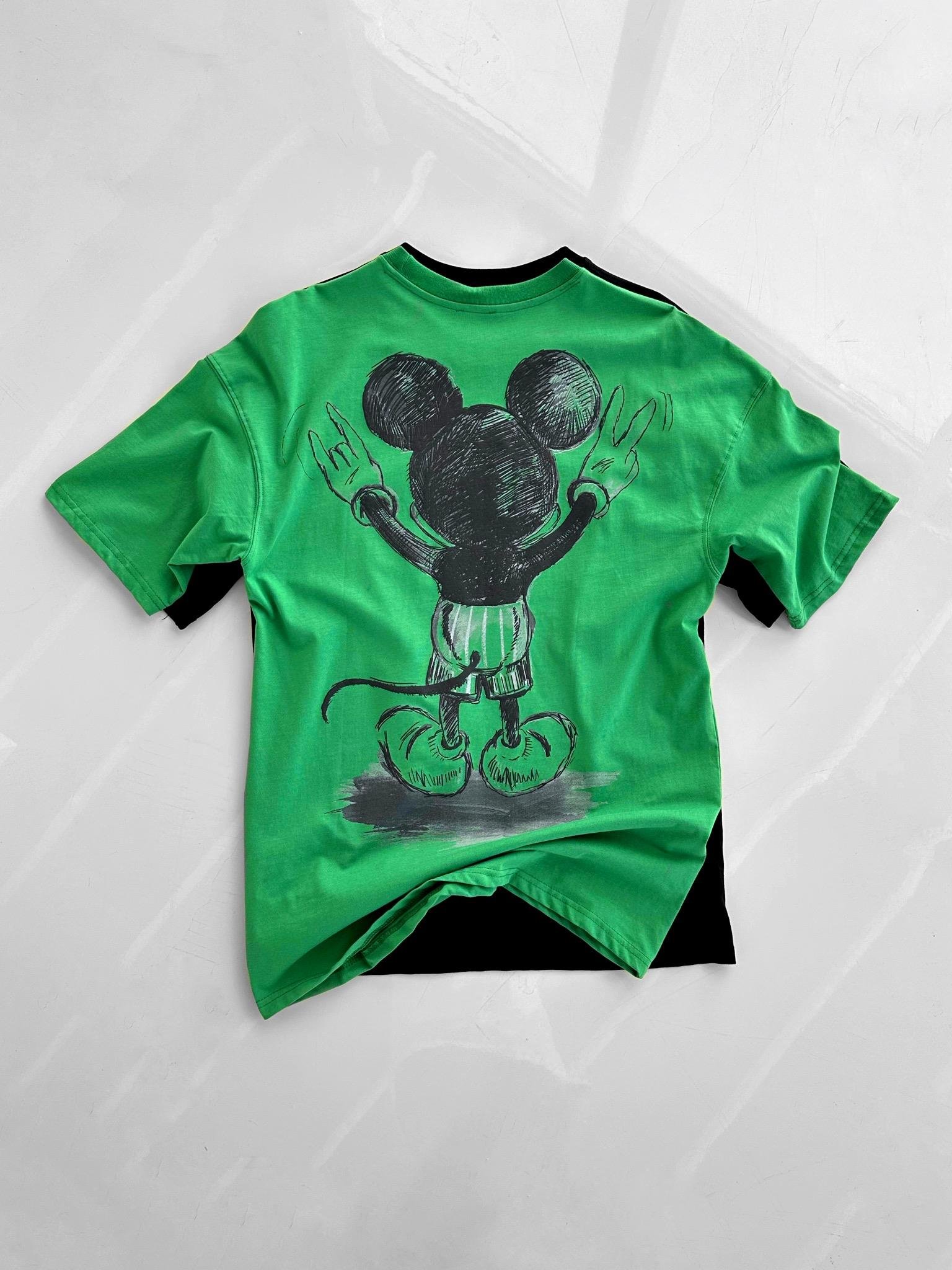 Erkek Mickey Mouse Baskılı Oversize T-Shirt Yeşil