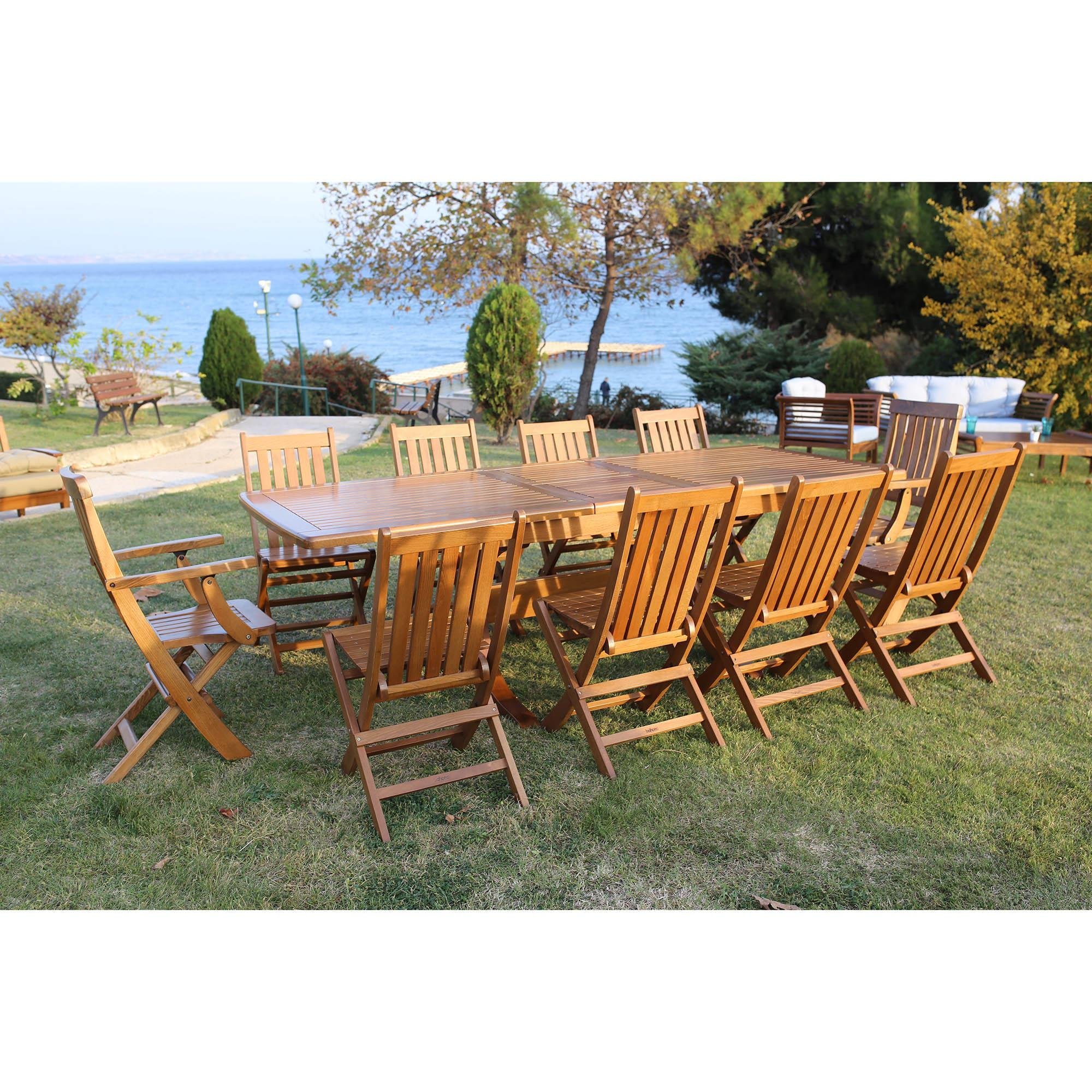 Avşa Side Ahşap Masa Sandalye Takımları -10 Kişilik Bahçe Balkon Set