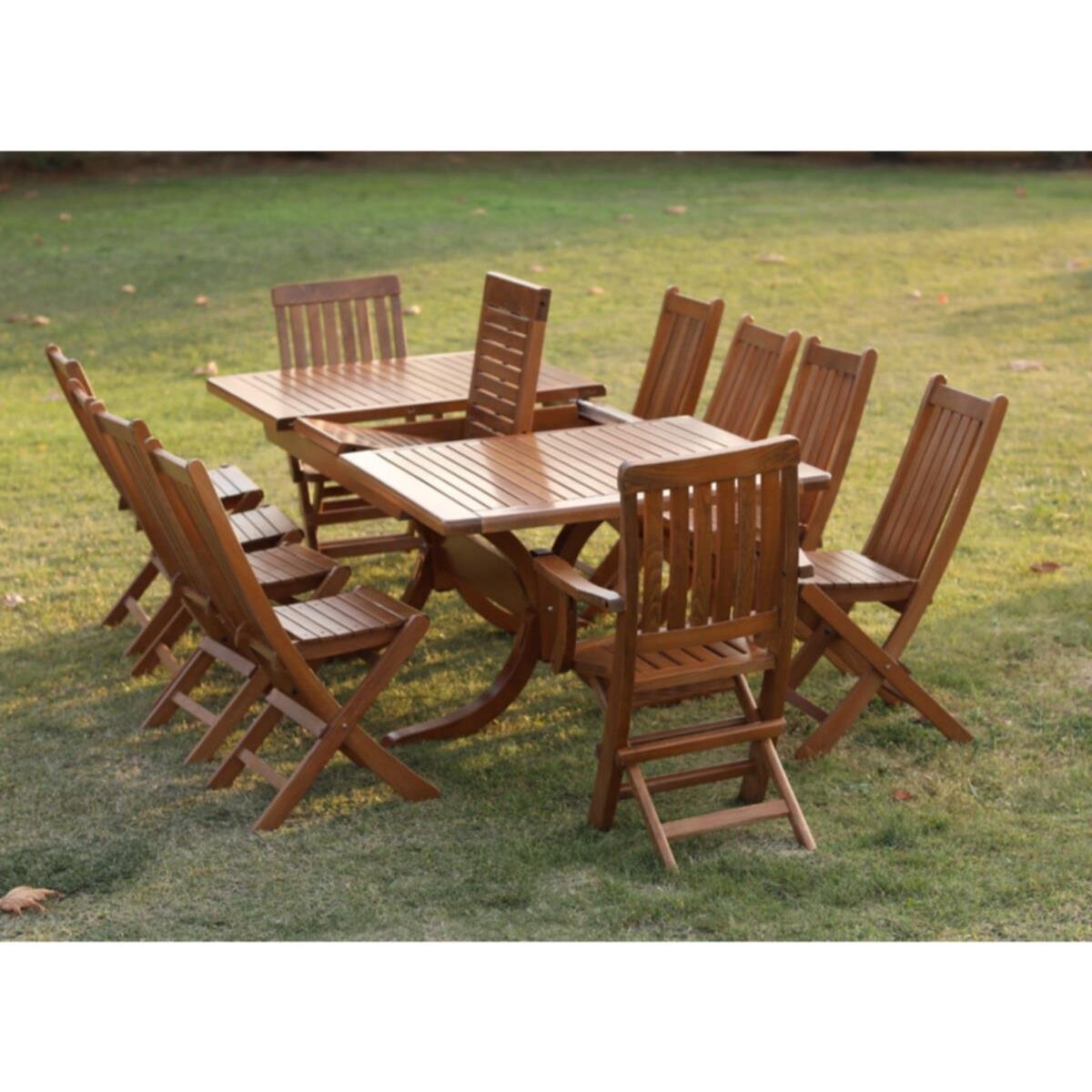Avşa Side Ahşap Masa Sandalye Takımları -10 Kişilik Bahçe Balkon Set
