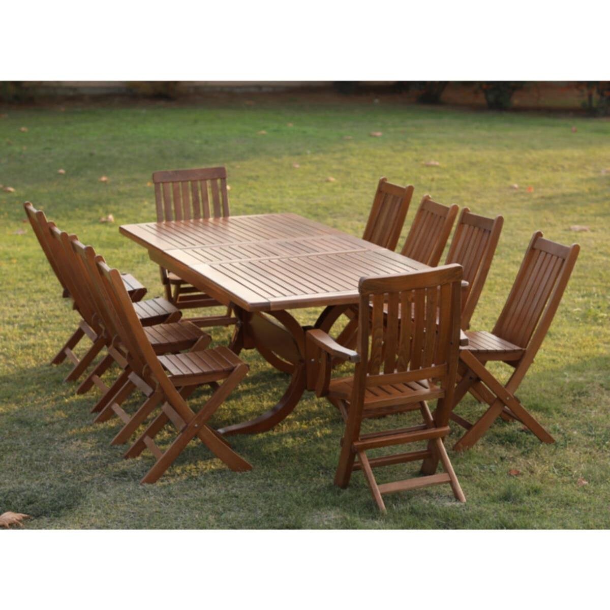 Avşa Side Ahşap Masa Sandalye Takımları -10 Kişilik Bahçe Balkon Set