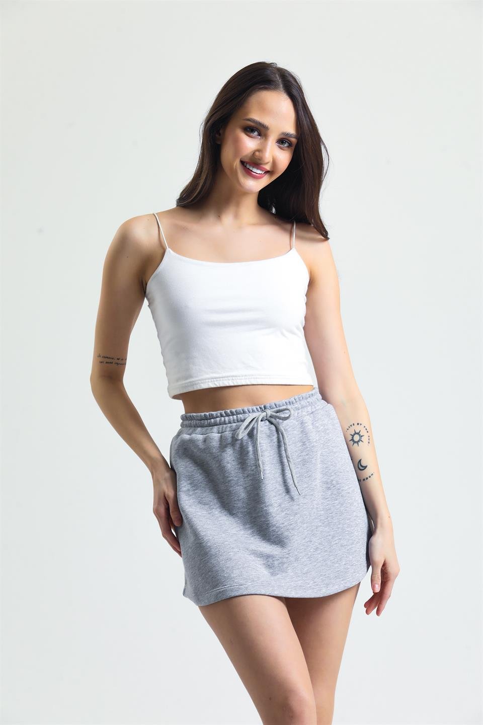Gri Melanj Mini Spor Etek