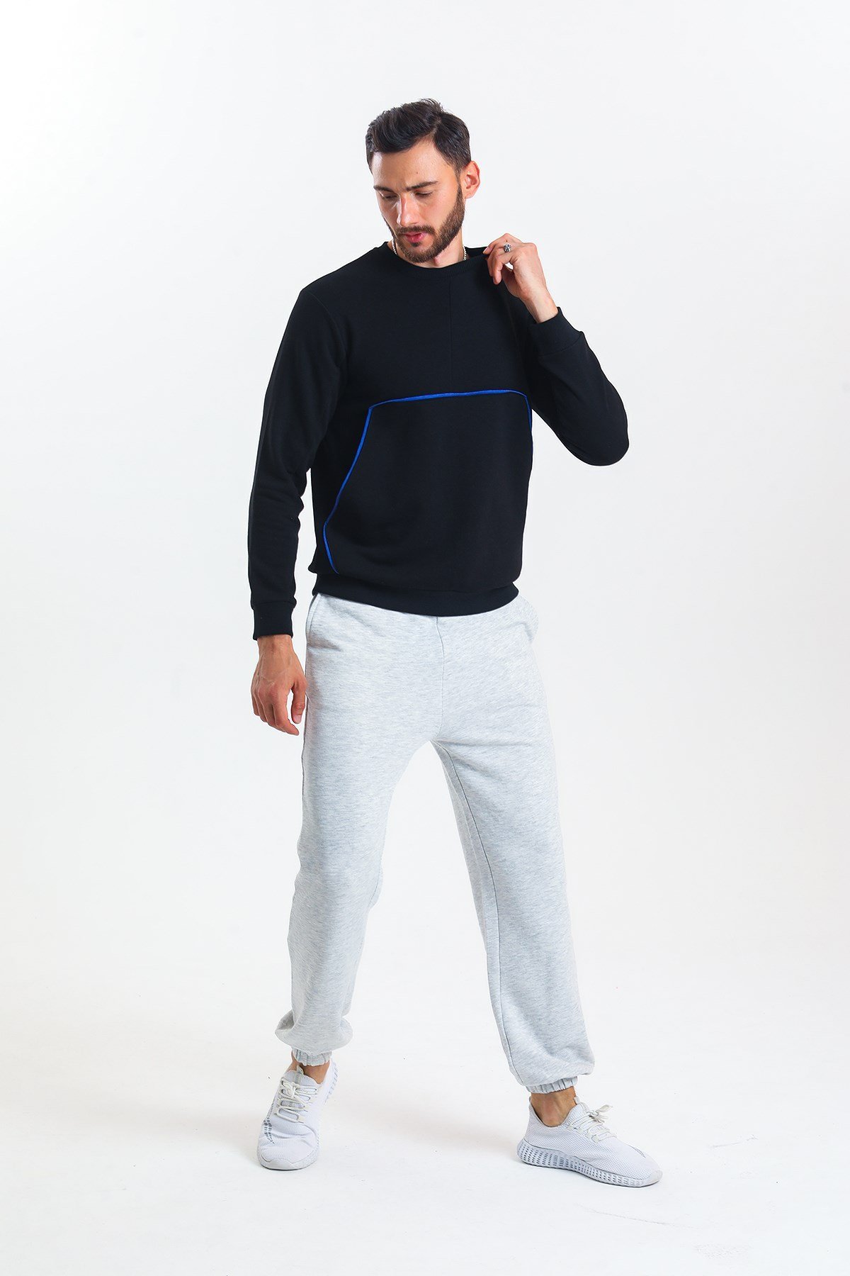 Siyah Kanguru Cepli Sweatshirt