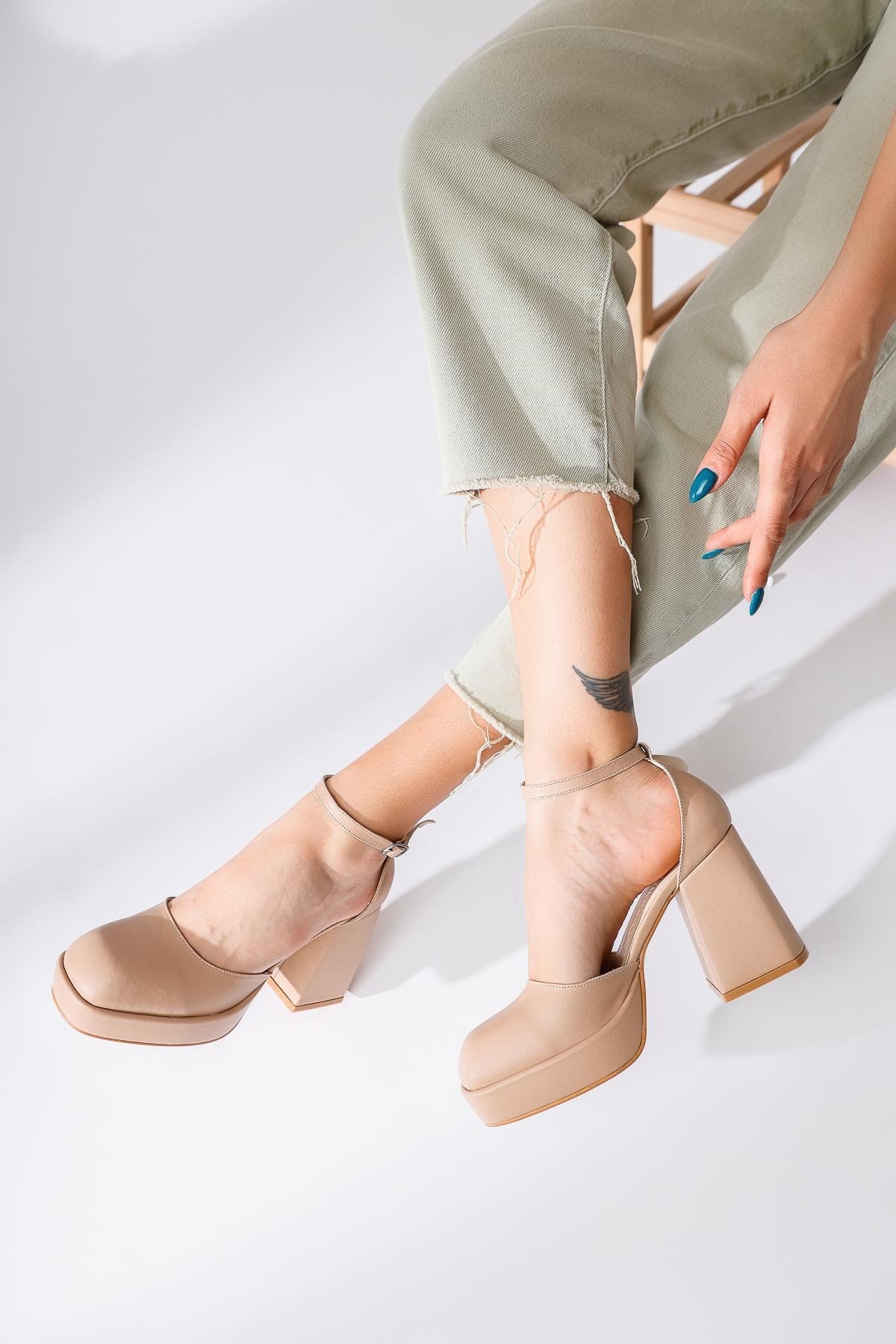 Aubrey Nud Platformlu Kalın Topuklu Ayakkabı