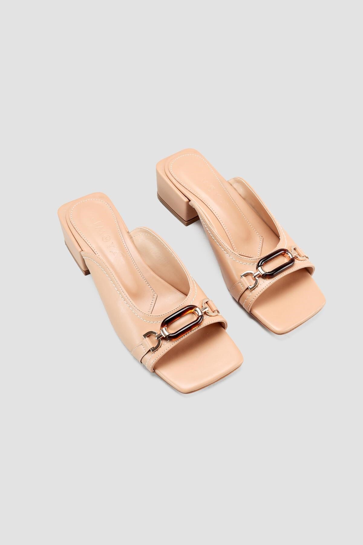 Babs Nud Kare Burun Toka Detaylı Topuklu Terlik