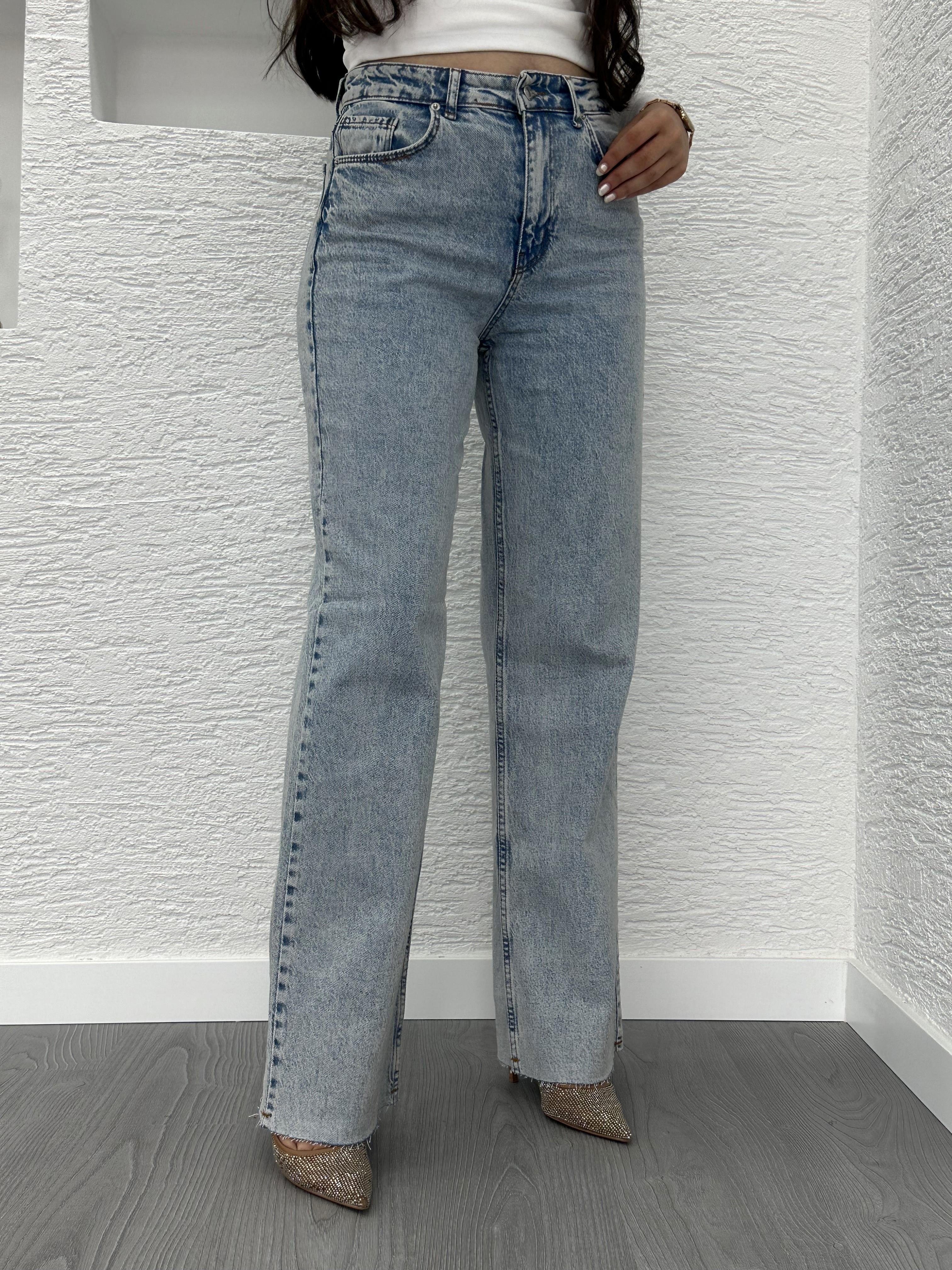 Açık Mavi Straight Kesim Jean Pantolon