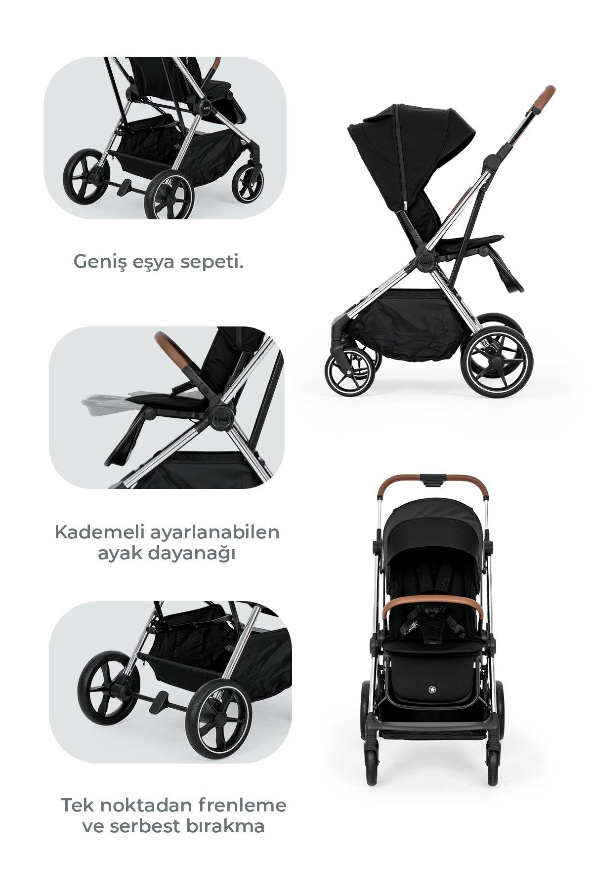 Kanz Snap Autofold Travel Sistem Bebek Arabası Darkness Black