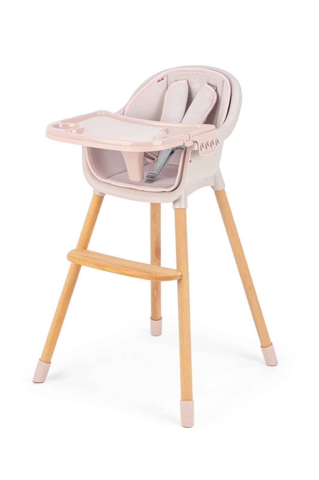 Moje 4 in 1 Ahşap Mama Sandalyesi Pudra 8682084709271