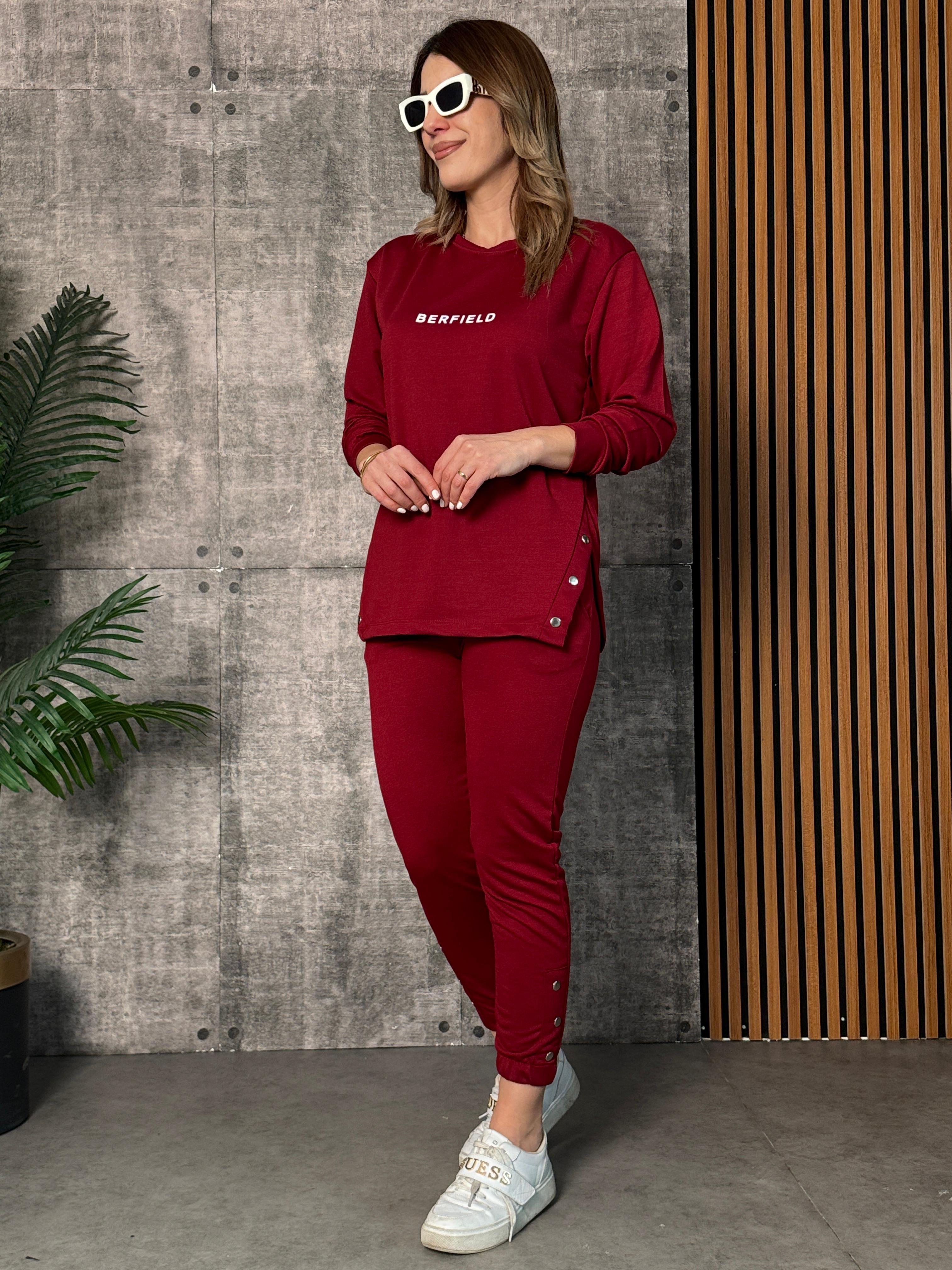 Punes Bordo Çıtçıt Detaylı İkili Takım