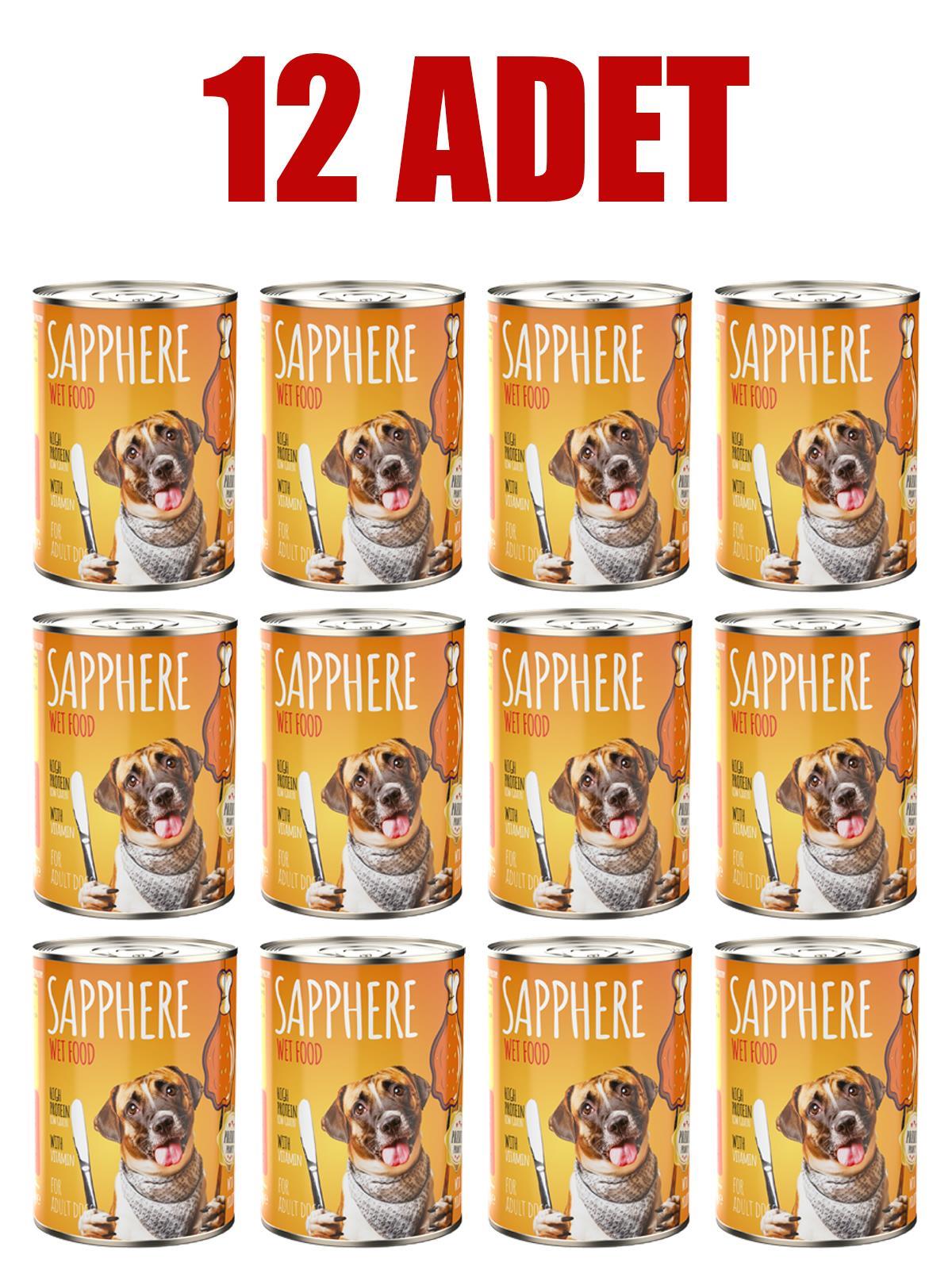 Sapphere Kümes Hayvanlı Yetişkin Köpek Maması Konserve 400 Gr 12 Adet