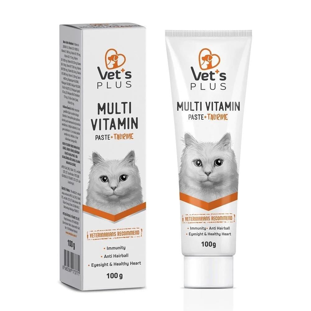 Vet´s Plus Sağlıklı Kediler için Taurinli Multi Vitamin Kedi Macunu 100 Gr