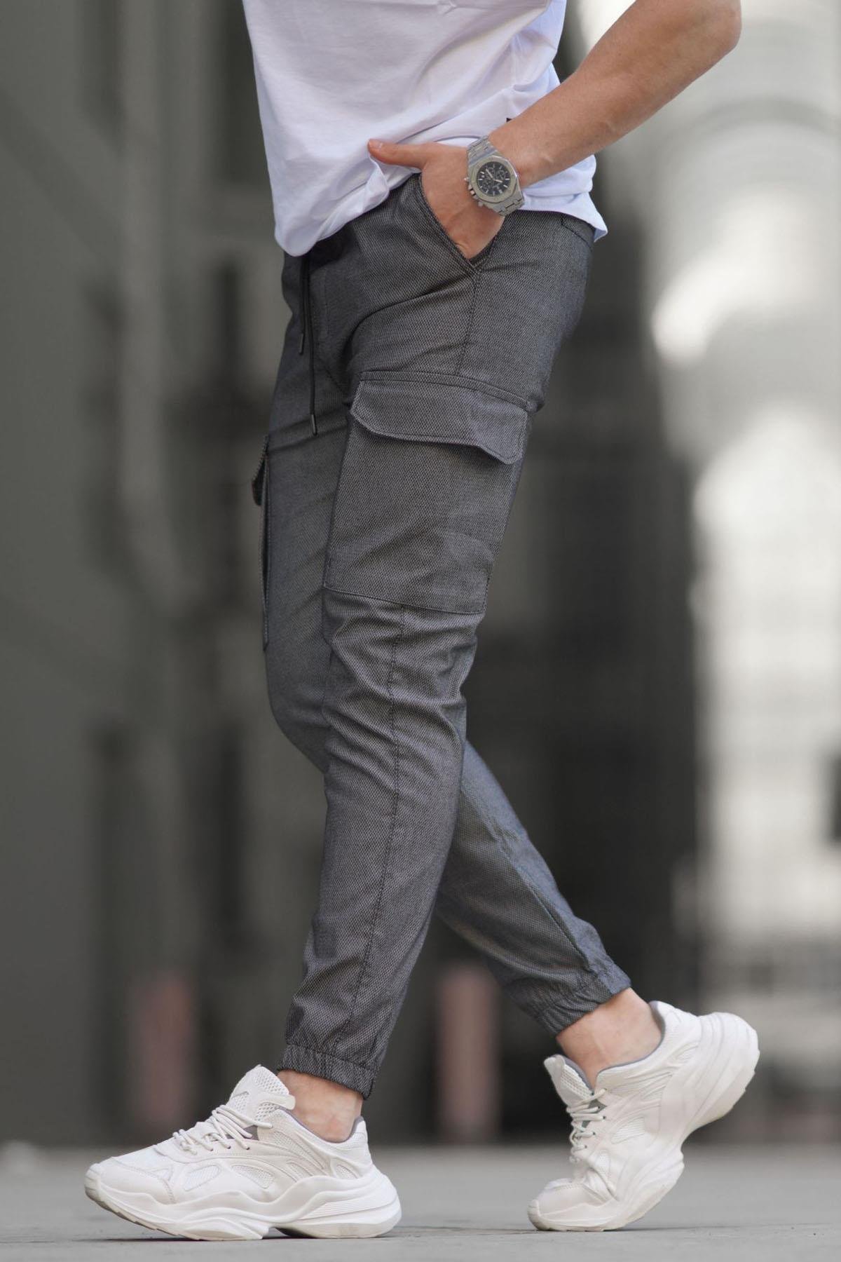 Mens grey store cargo trousers