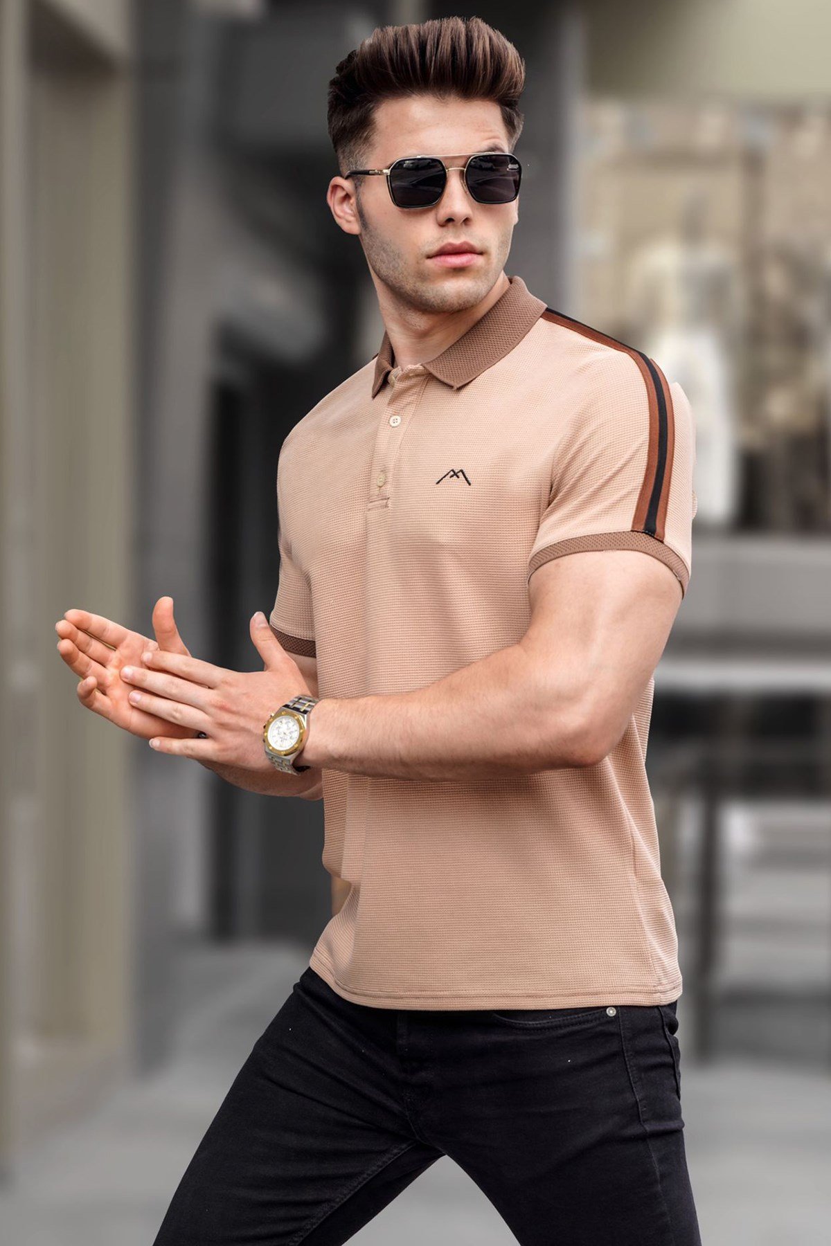 Beige Polo T-Shirt -- Madmext