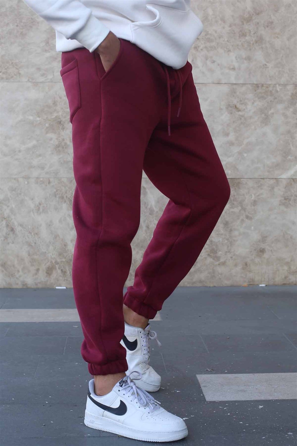 Burgundy sweatpants mens deals
