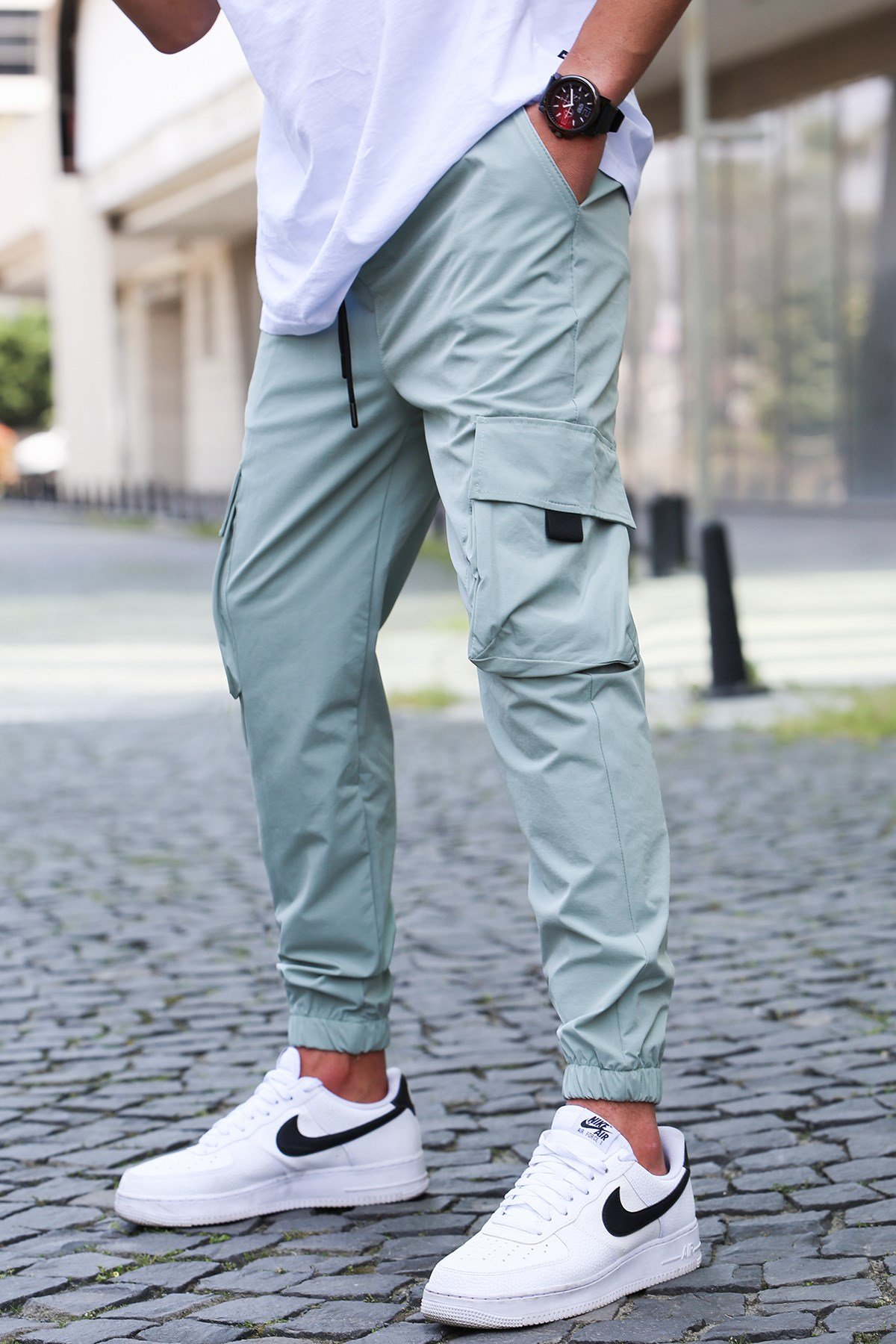 Çağla Yeşili Kargo Cep Erkek Jogger Pantolon- Madmext