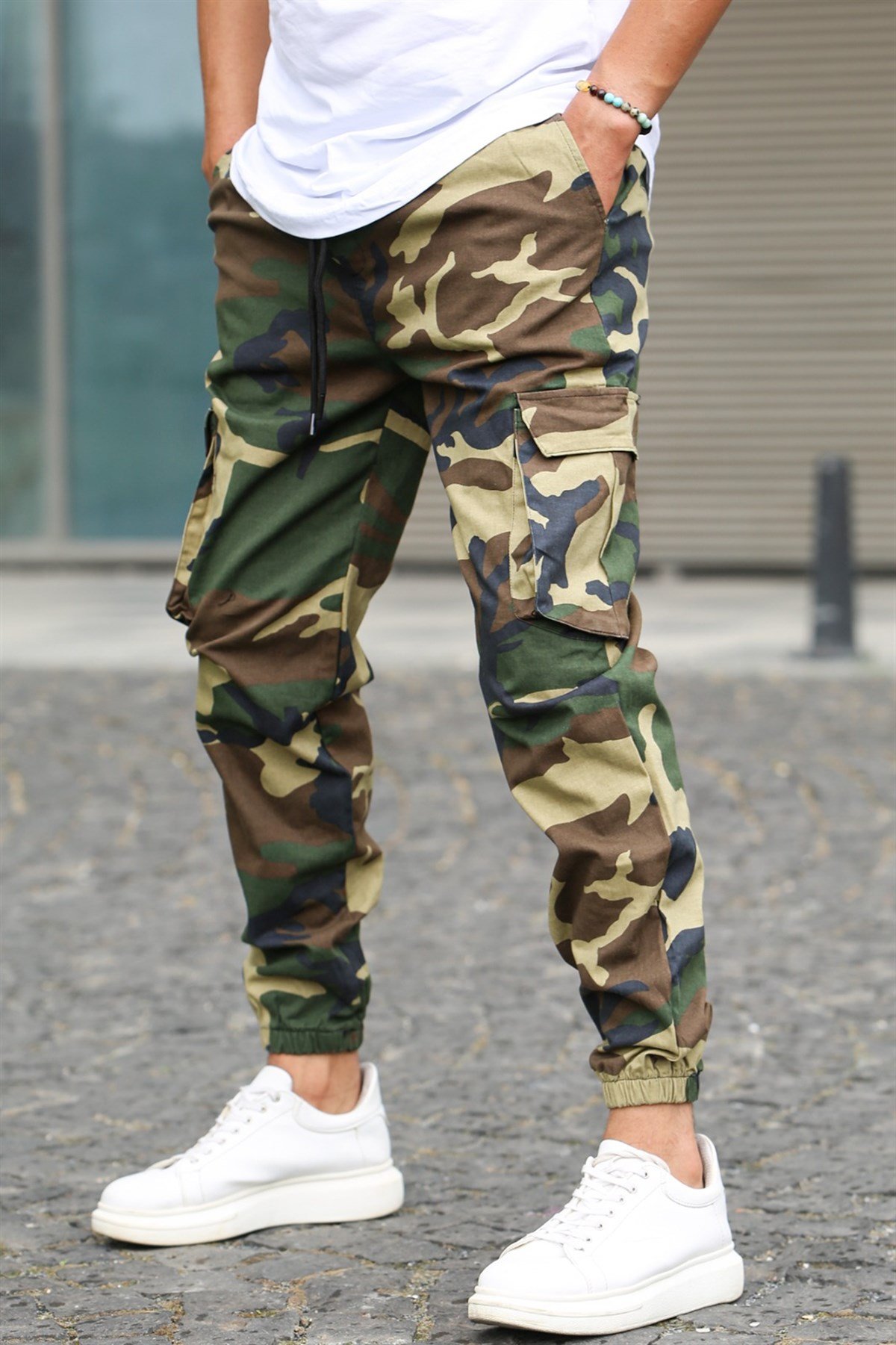 Men Camouflage Green Cargo Trousers -- Madmext