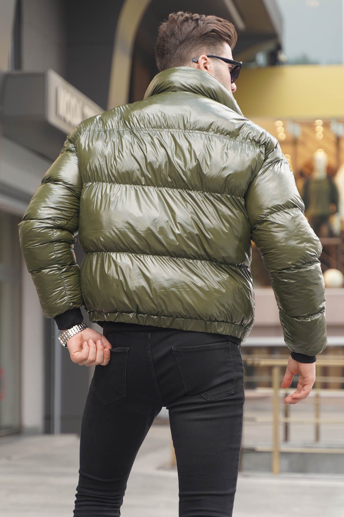 Green shiny jacket sales