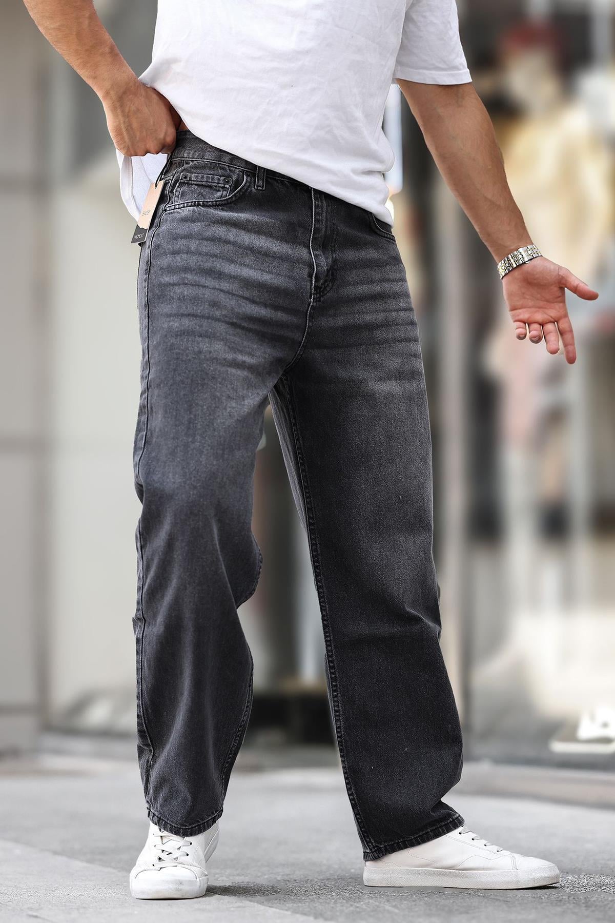 Füme Erkek Yıkamalı Baggy Jean 7216 - Madmext