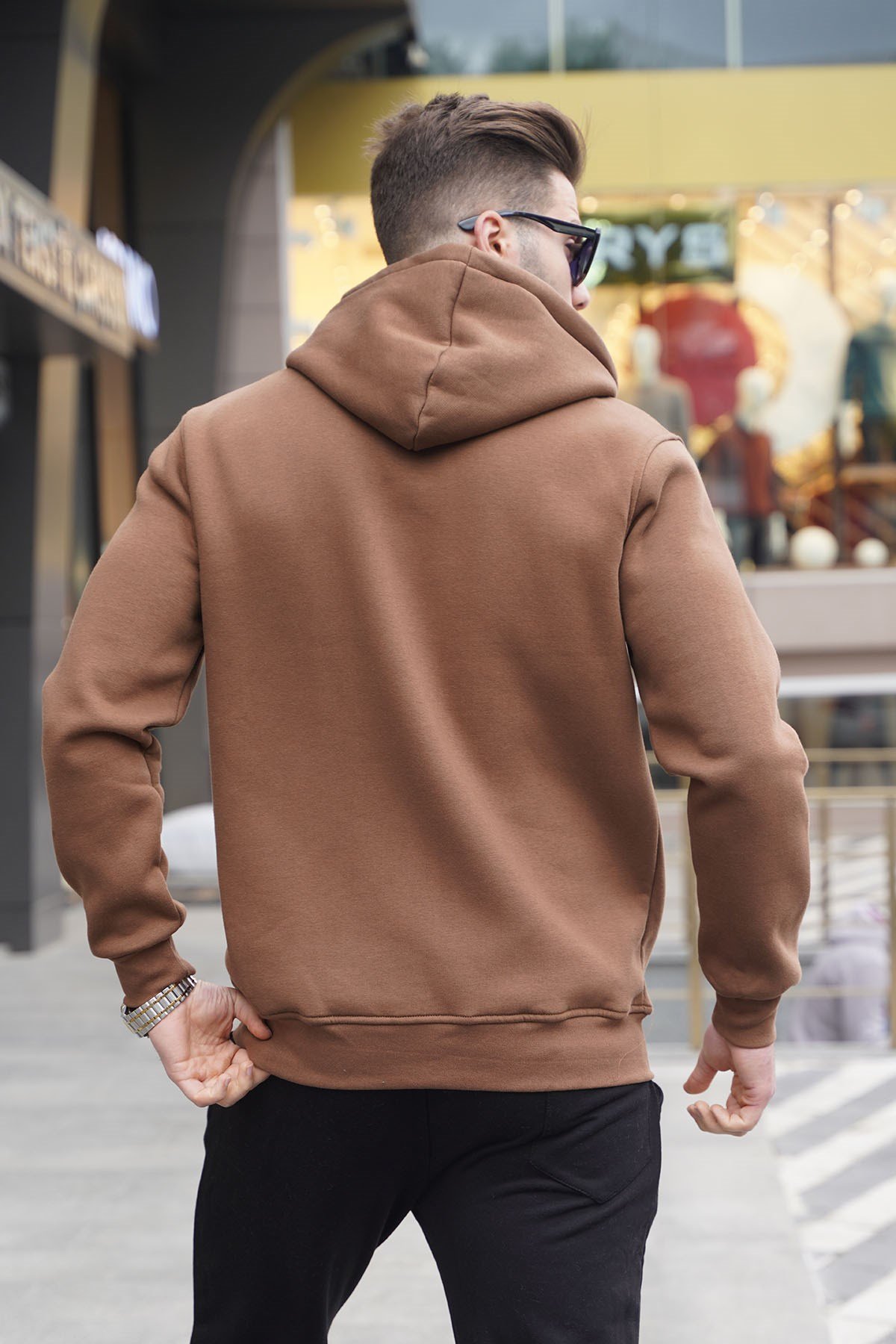 Kahverengi Kapüşonlu Regular Fit Erkek Sweatshirt - Madmext