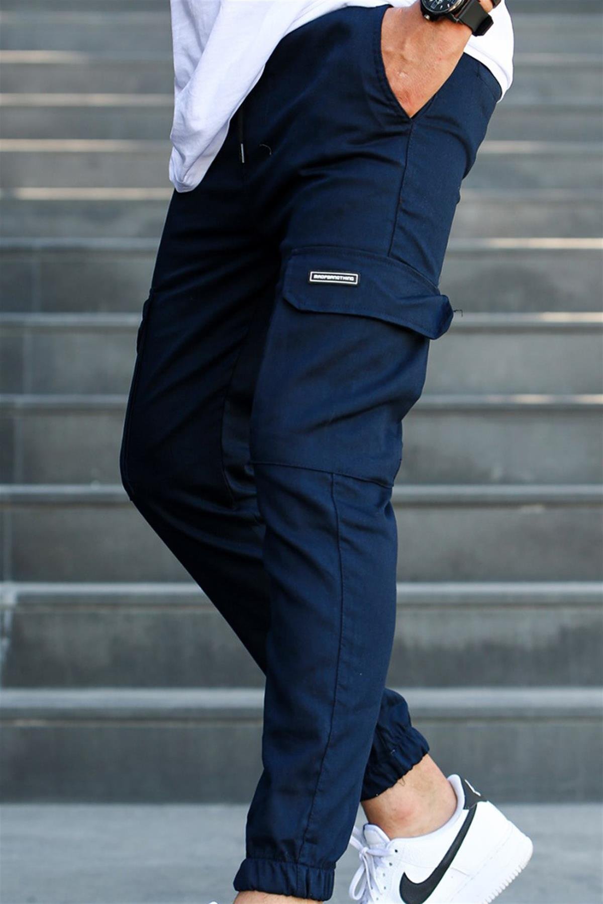 Men Cargo Navy Blue Trousers -- Madmext