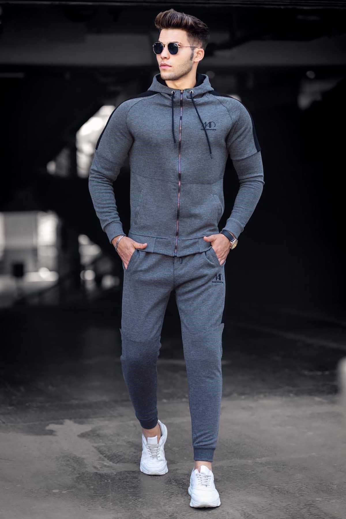 Mens grey clearance tracksuit set