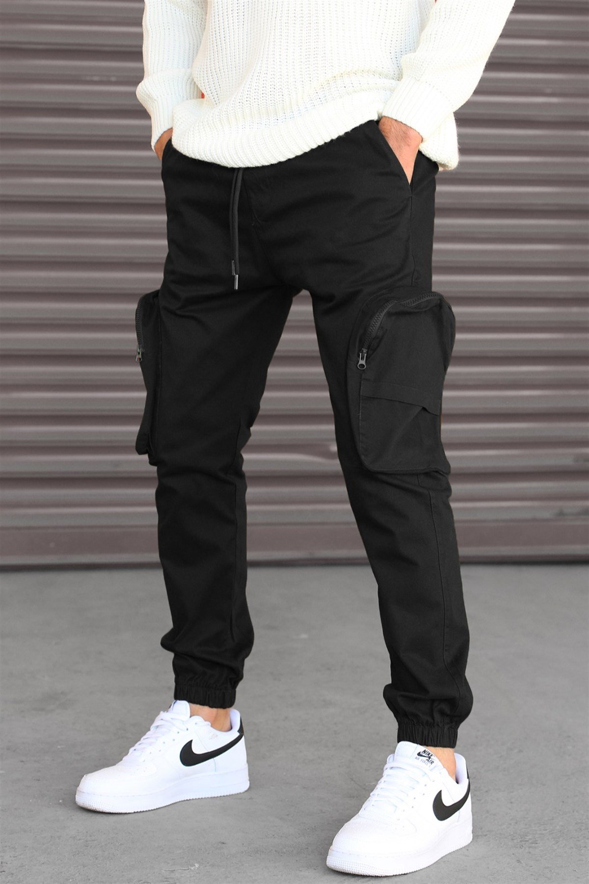 Black Cargo Trousers -- Madmext