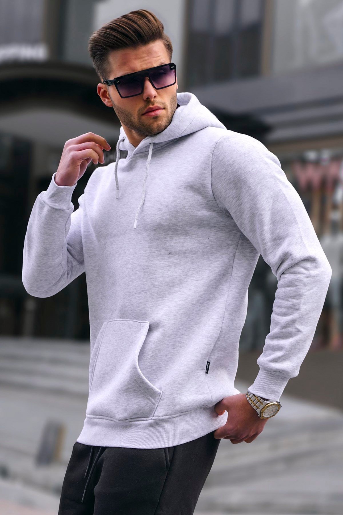 Madmext Men Marl Snow Sweatshirt 5339