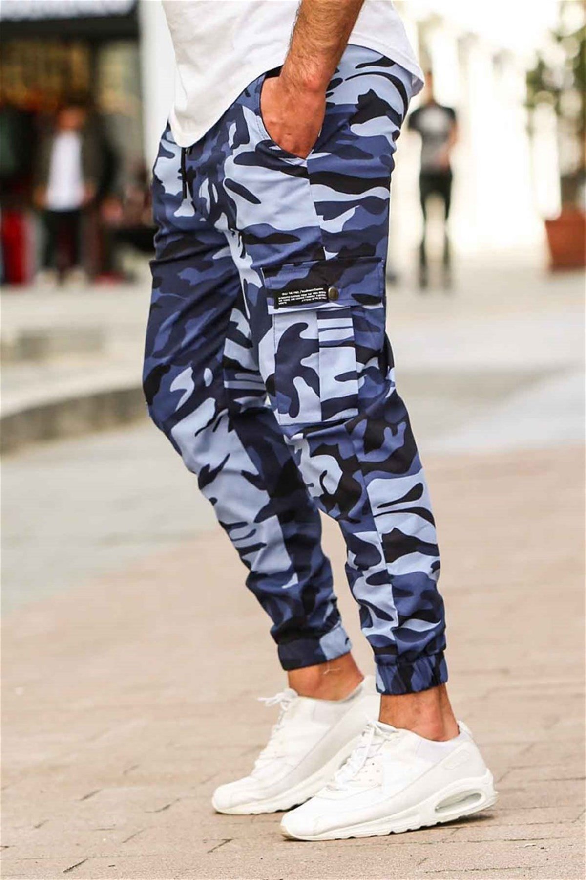 Madmext Blue Camouflage Cargo Trousers