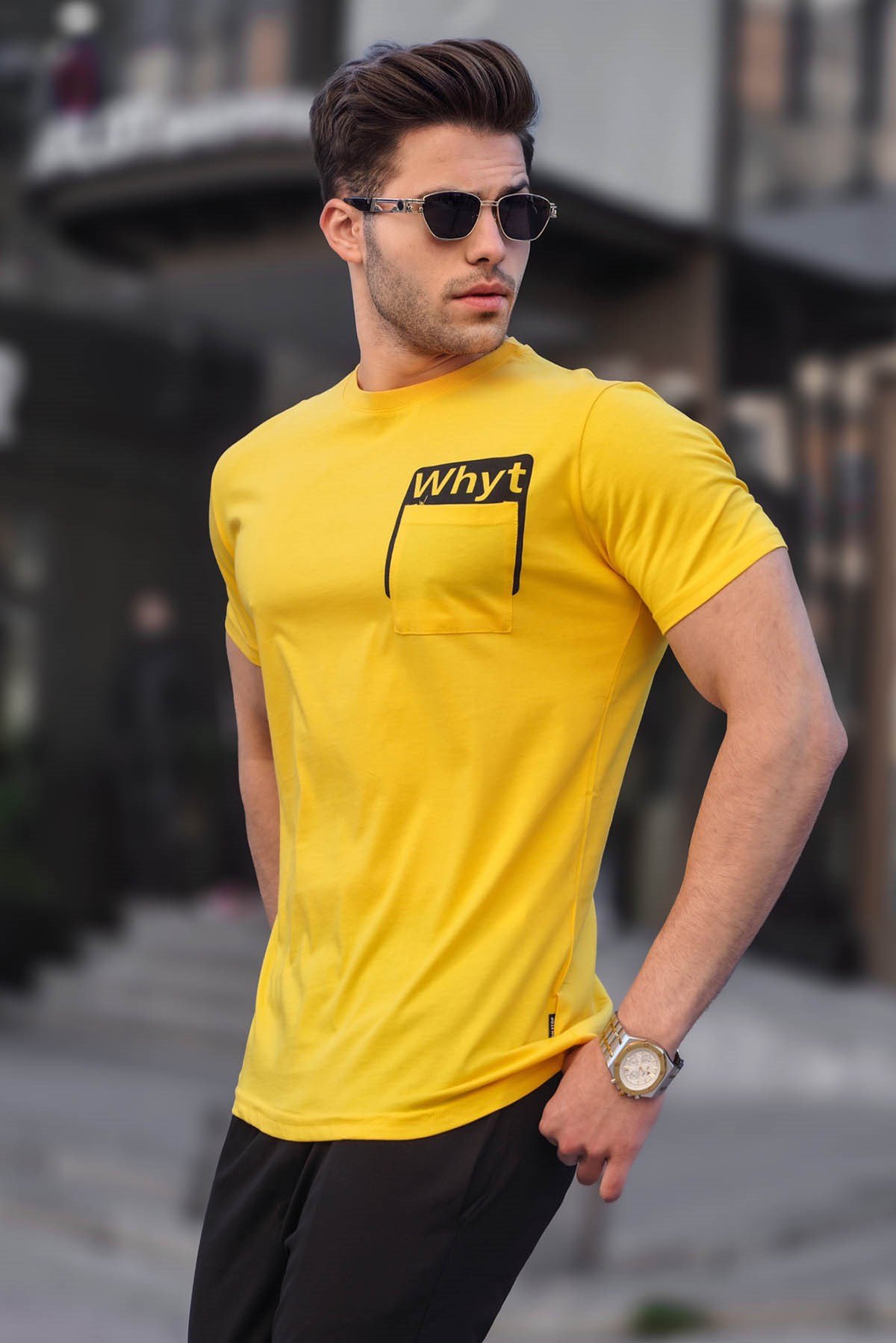 Madmext Sarı Erkek Tişört