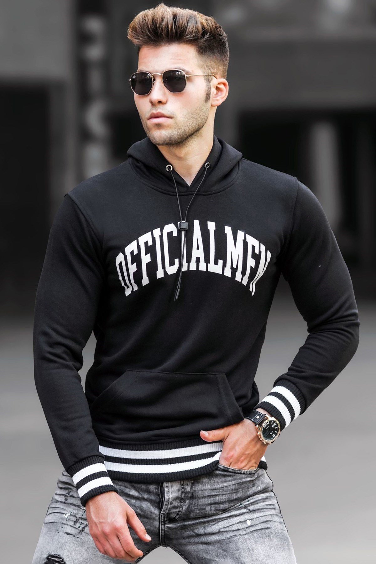 Madmext  Siyah Kapüşonlu Sweatshirt 5287
